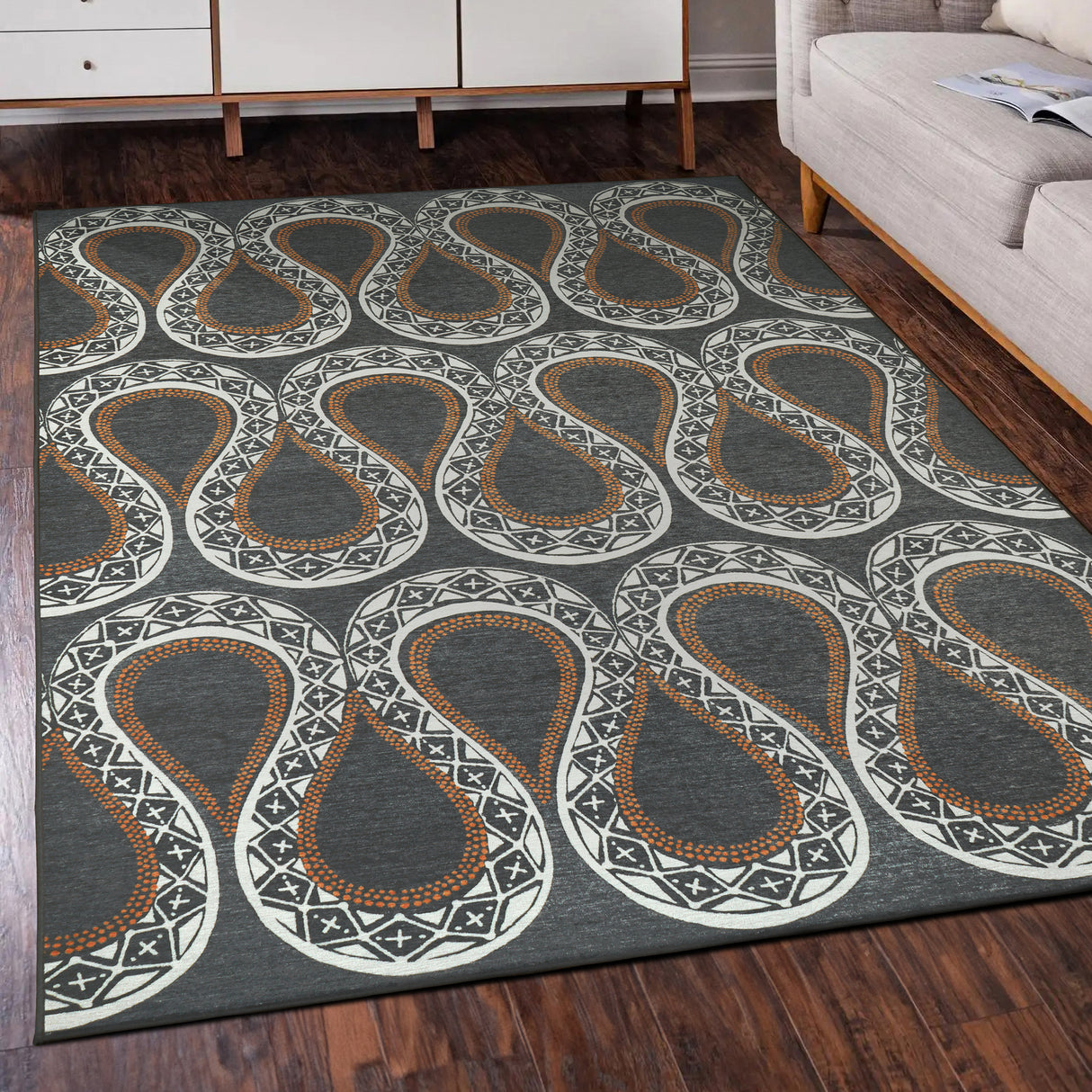 Serpentine Slate Grey Washable Rug