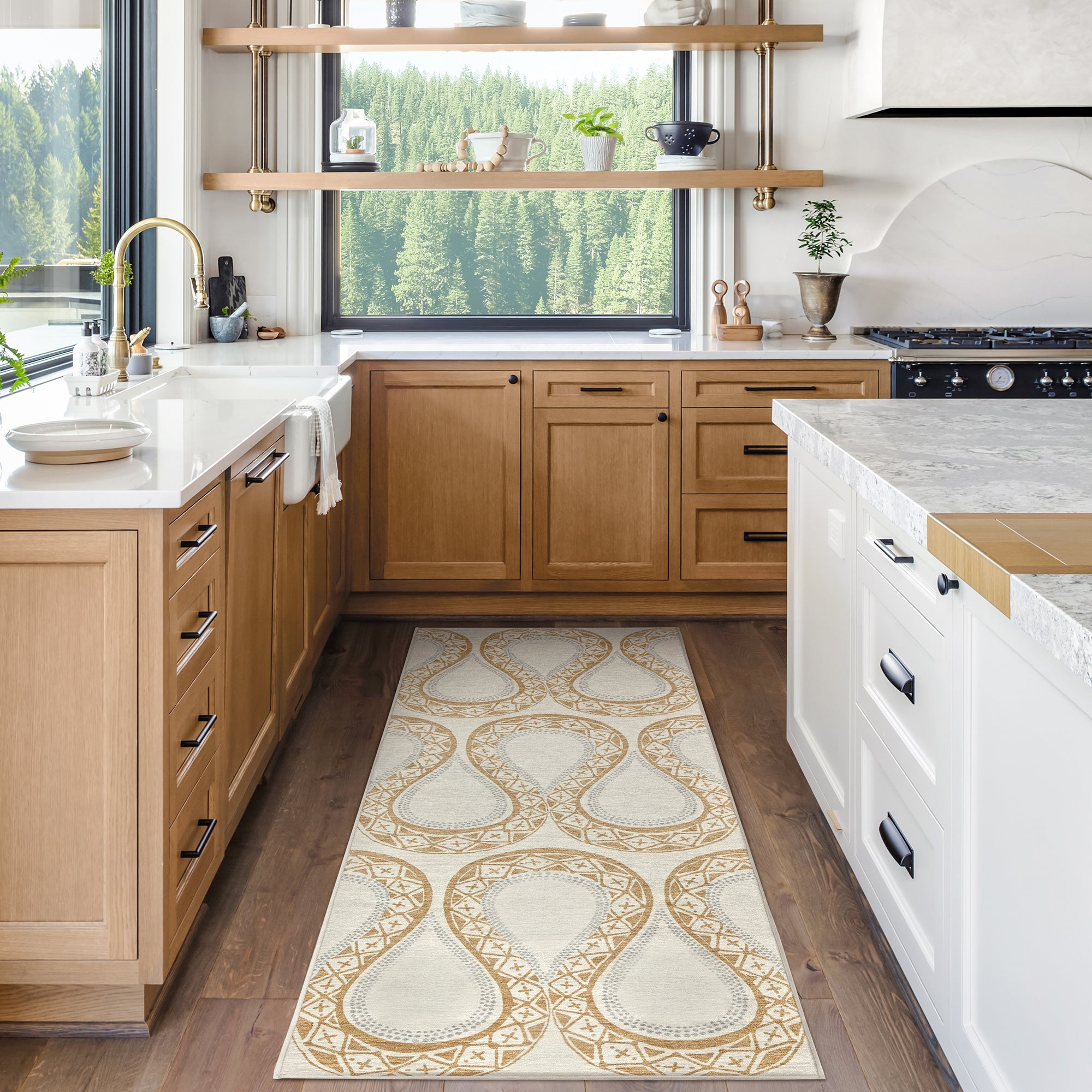 Serpentine Stone Bedroom Washble Rug