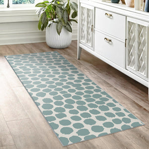 Puff Dotty Lake Blue Washable Rug