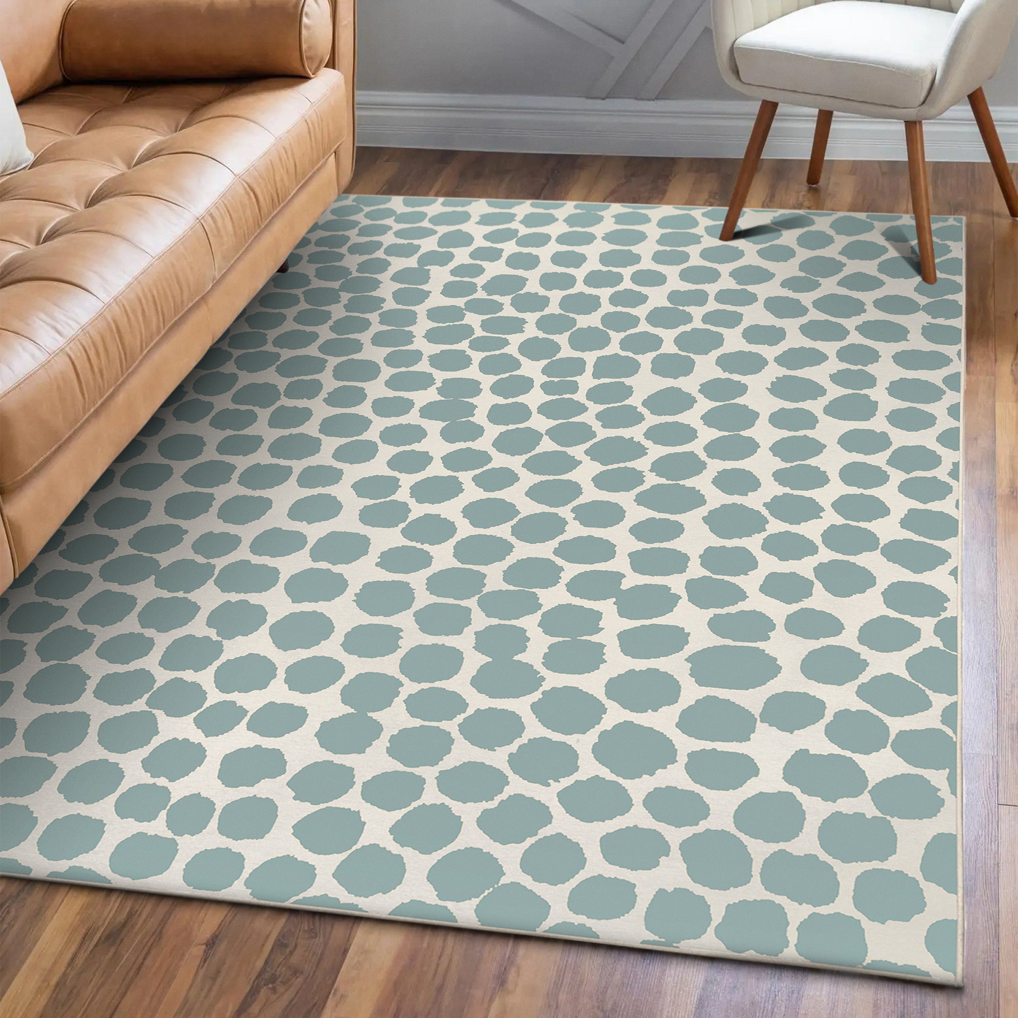 Puff Dotty Lake Blue Washable Rug