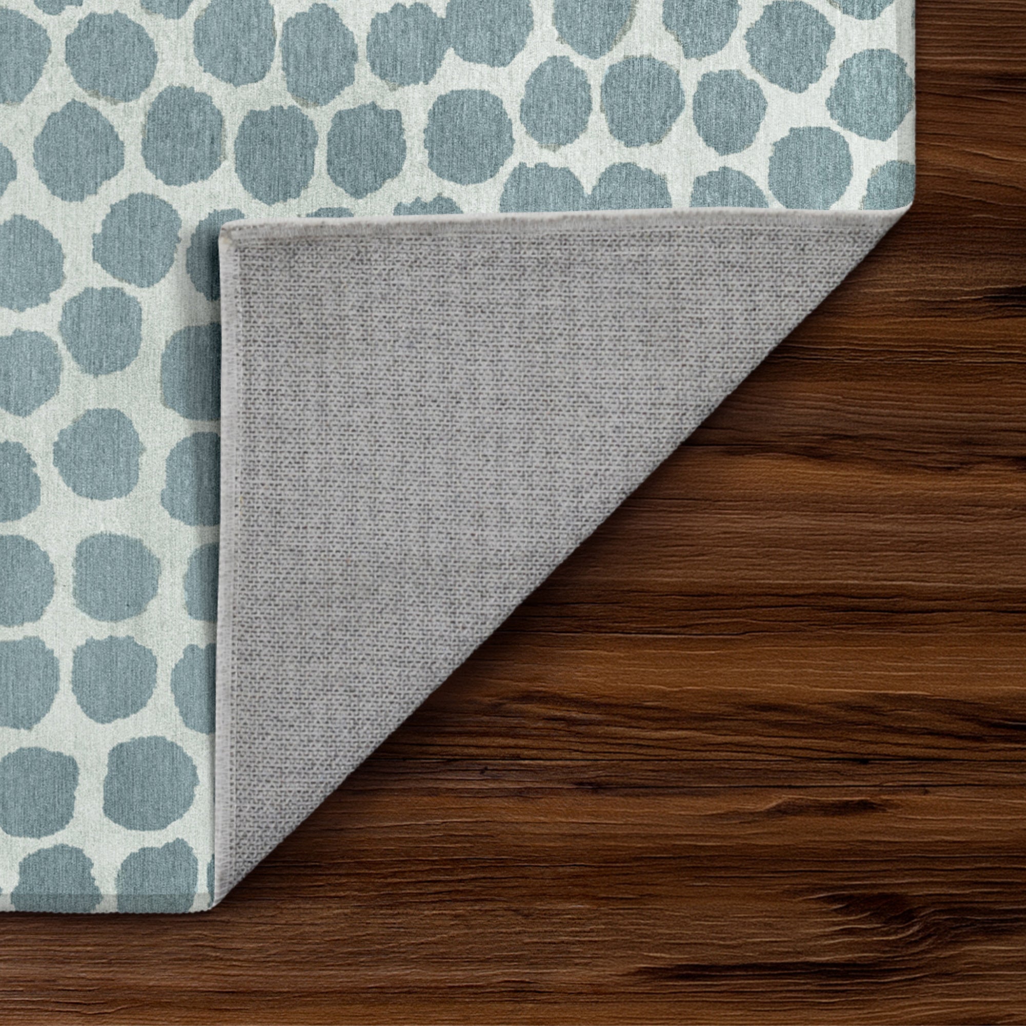 Puff Dotty Lake Blue Washable Rug
