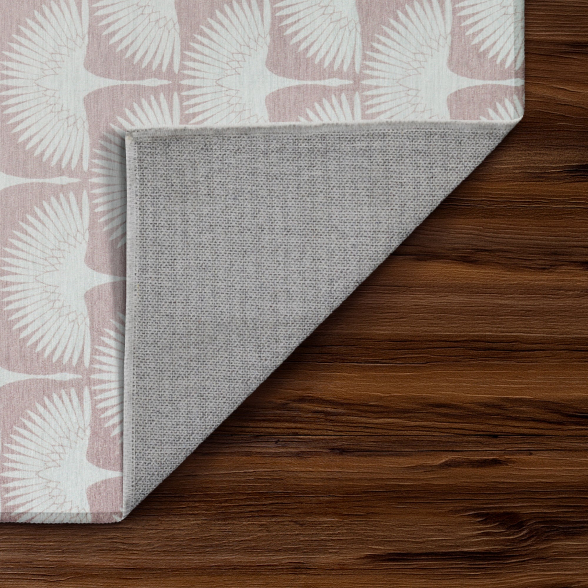 Flock Petal Pink Dining Room Washable Rug