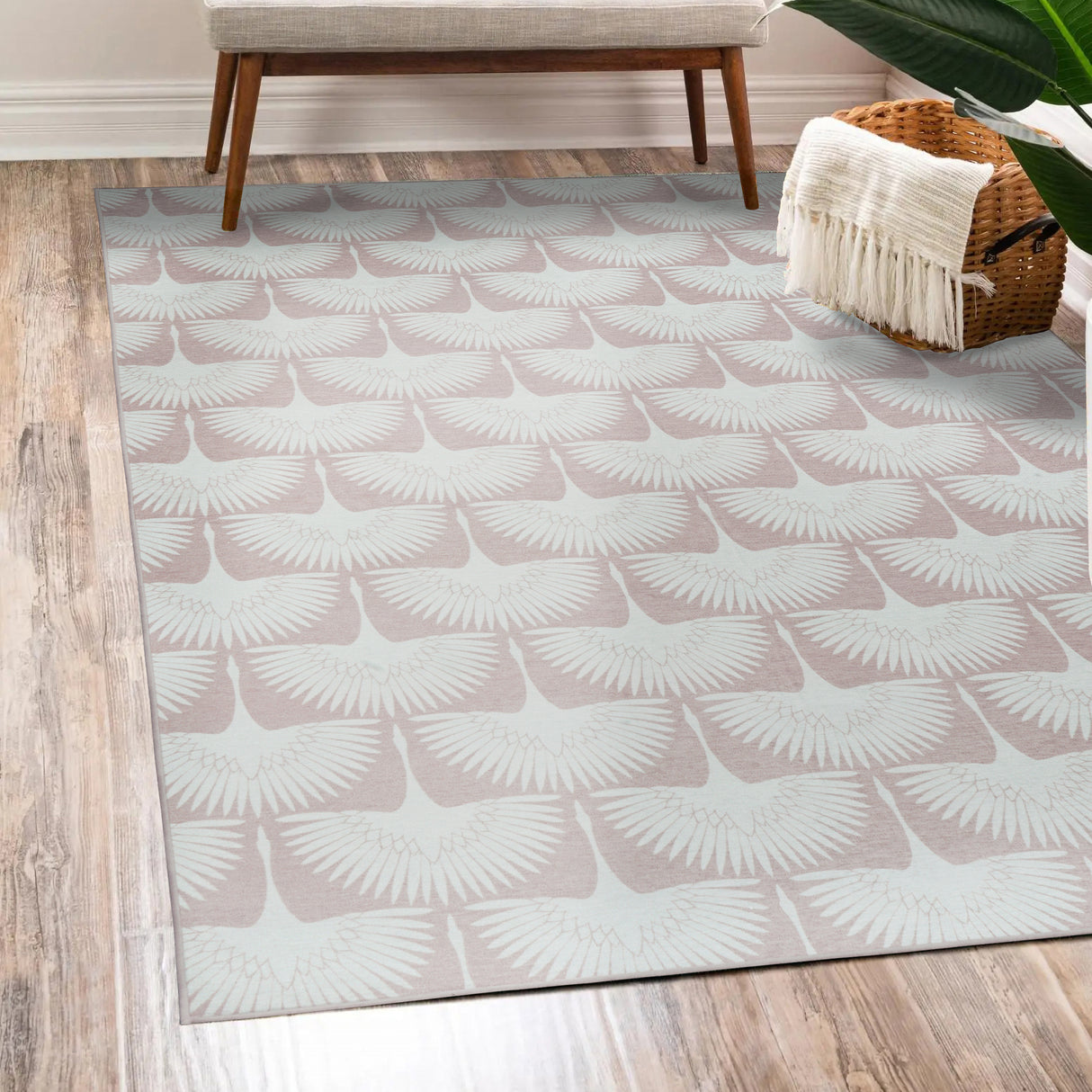 Flock Petal Pink Washable Rug