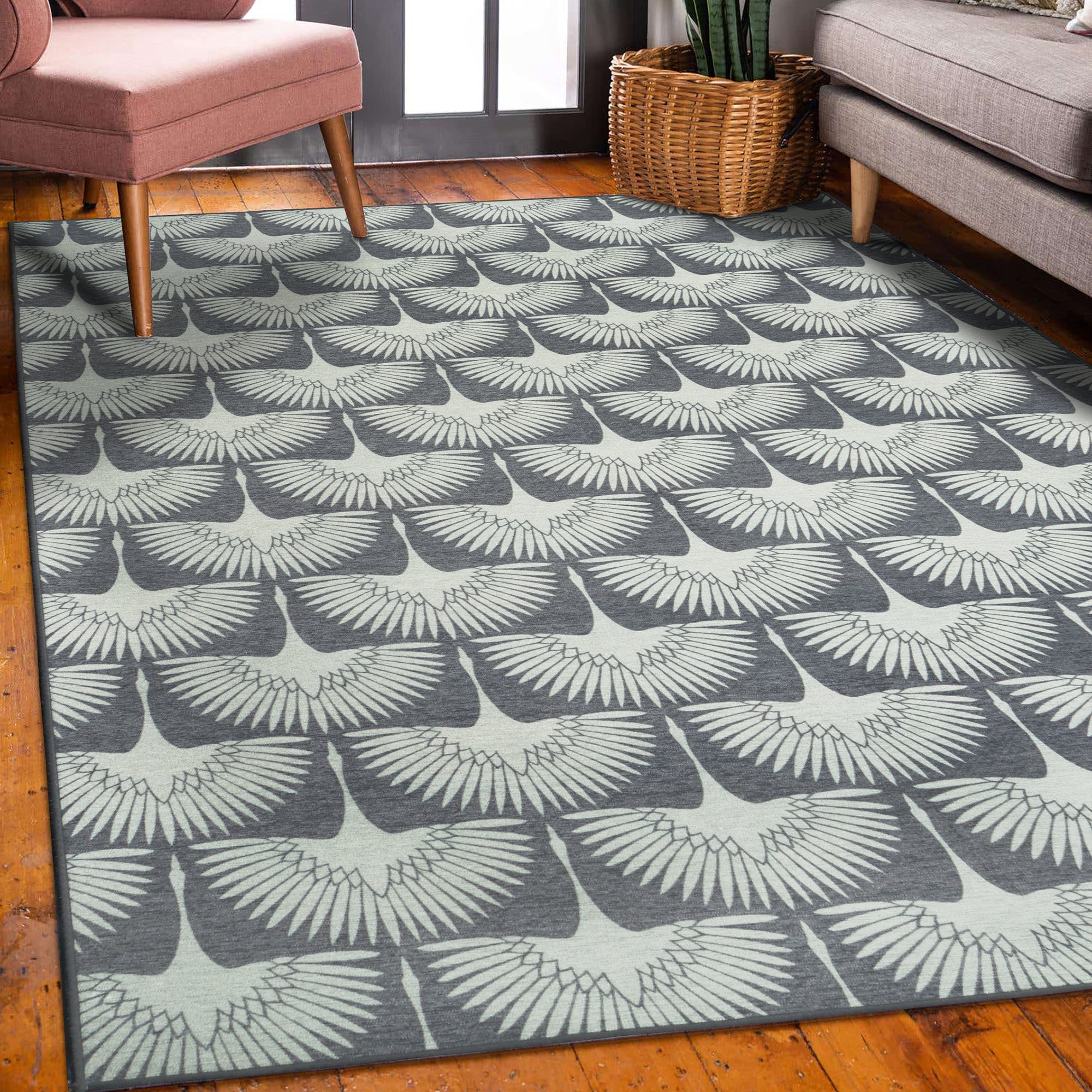 Flock Slate Grey Washable Rug