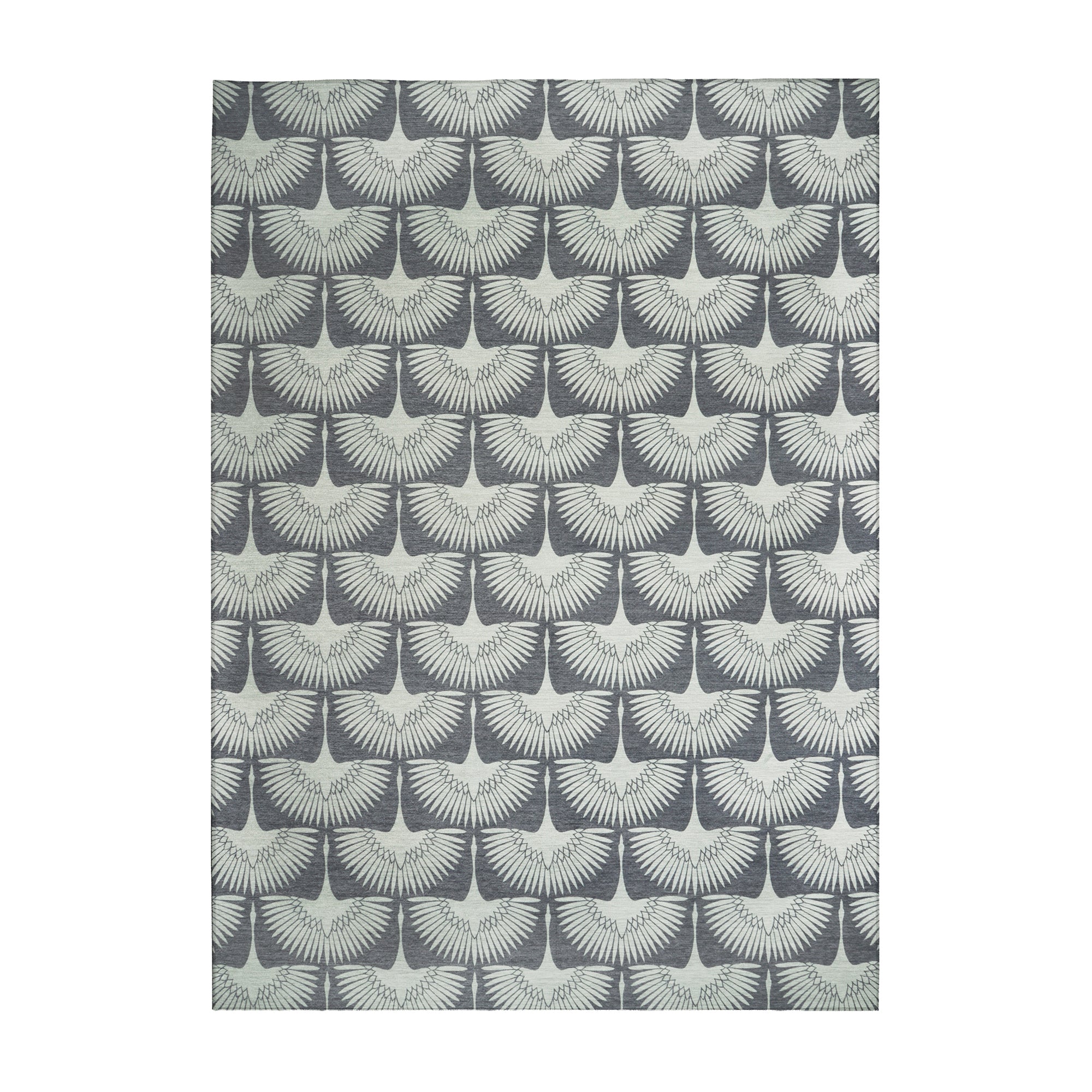 Flock Slate Grey Living Room Washable Rug