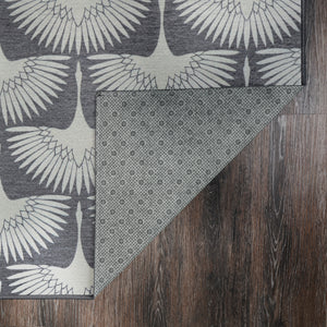 Flock Slate Grey Washable Rug