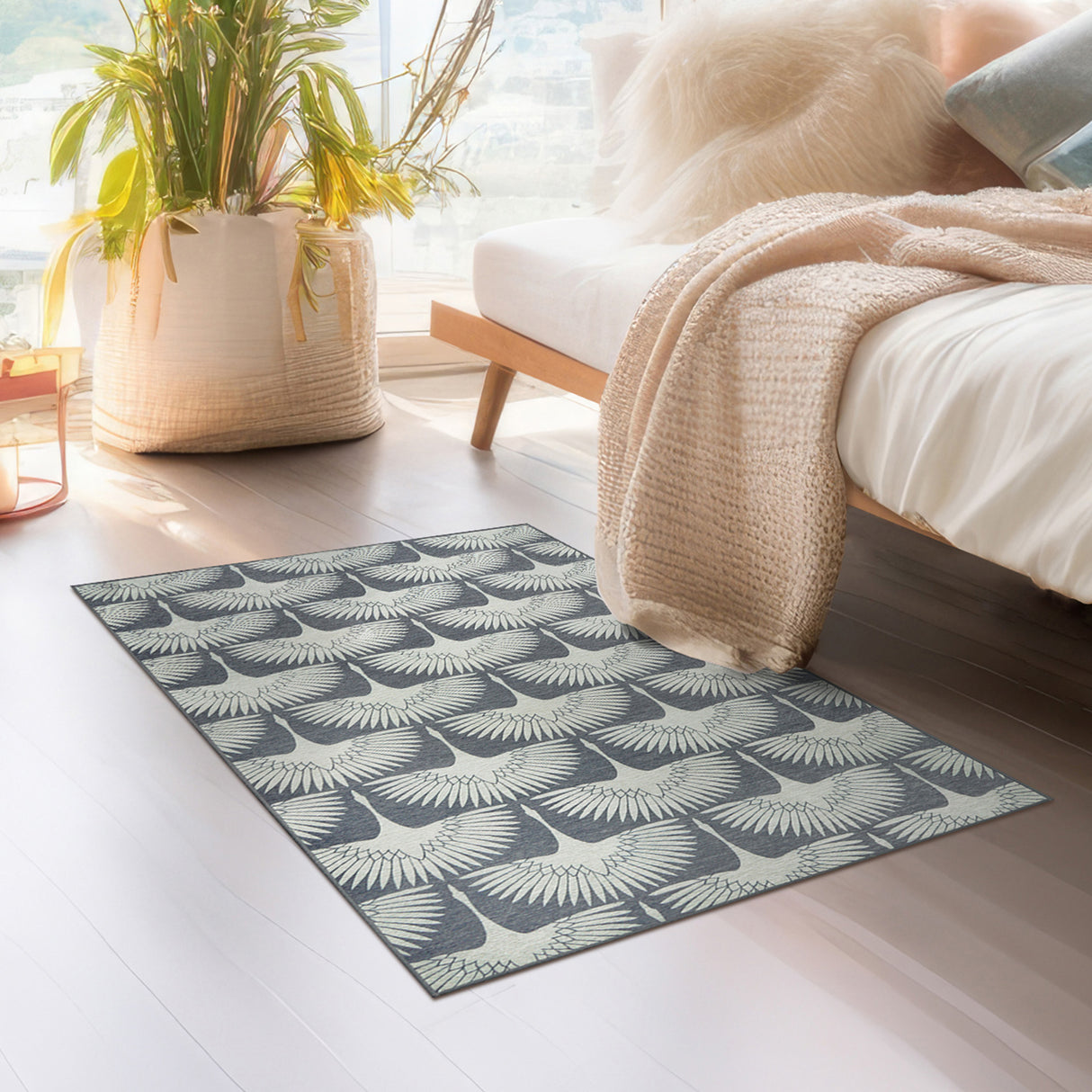 Flock Slate Grey Washable Rug