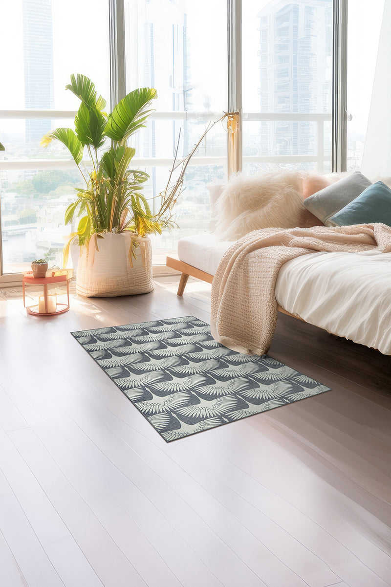 Flock Slate Grey Washable Rug