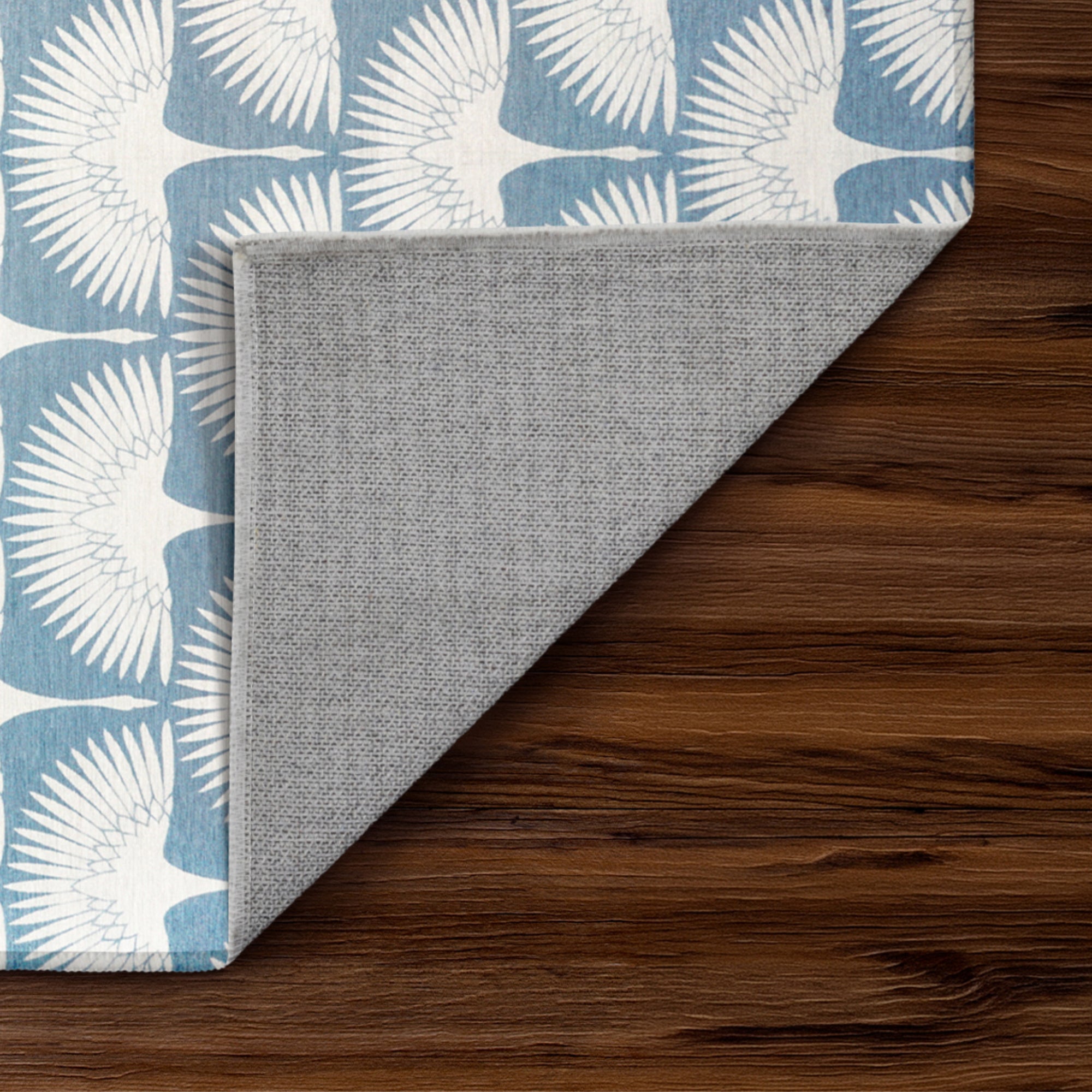 Flock Colfax Blue Dining Room Washable Rug