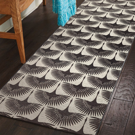 Flock Kettle Black Washable Rug