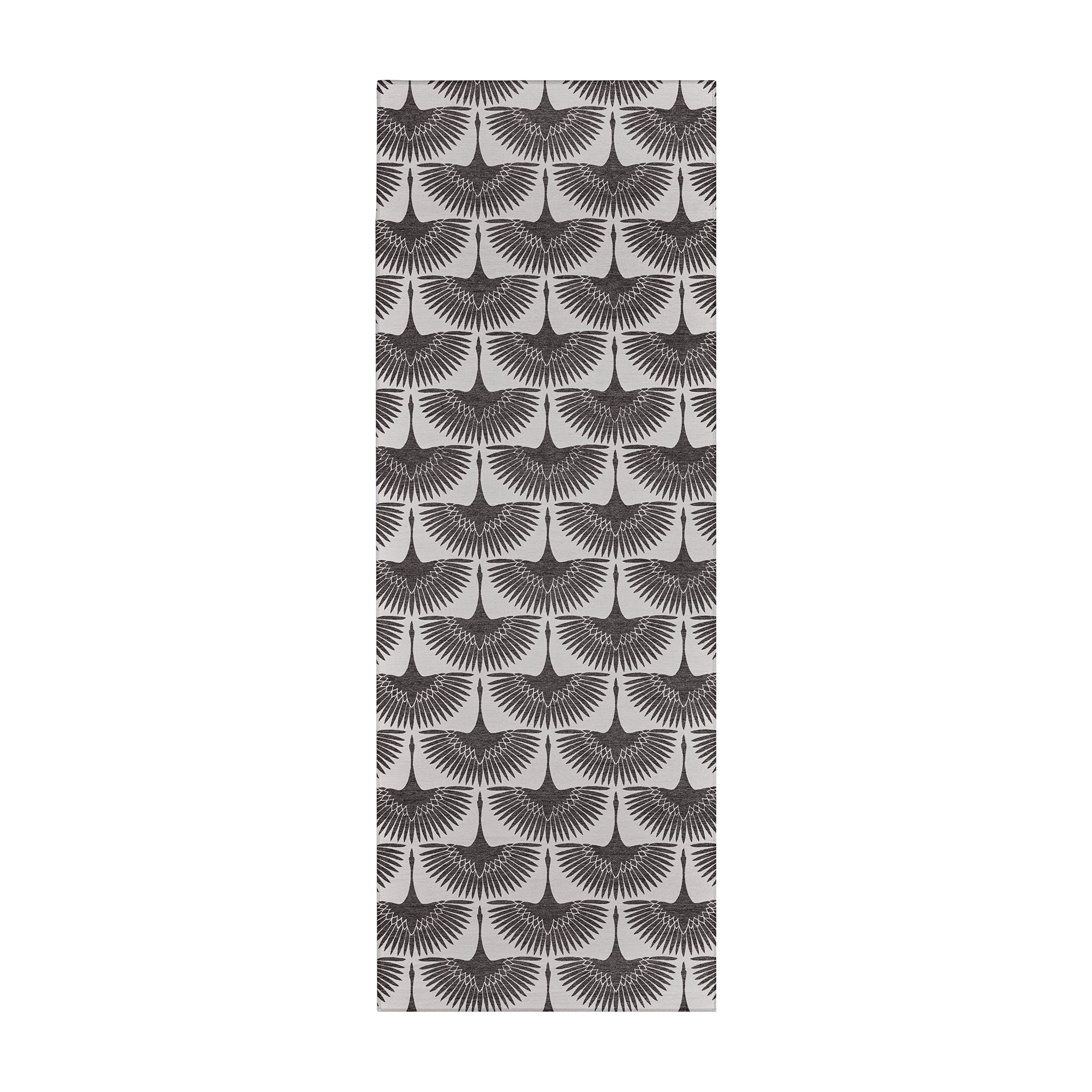 Flock Kettle Black Washable Rug