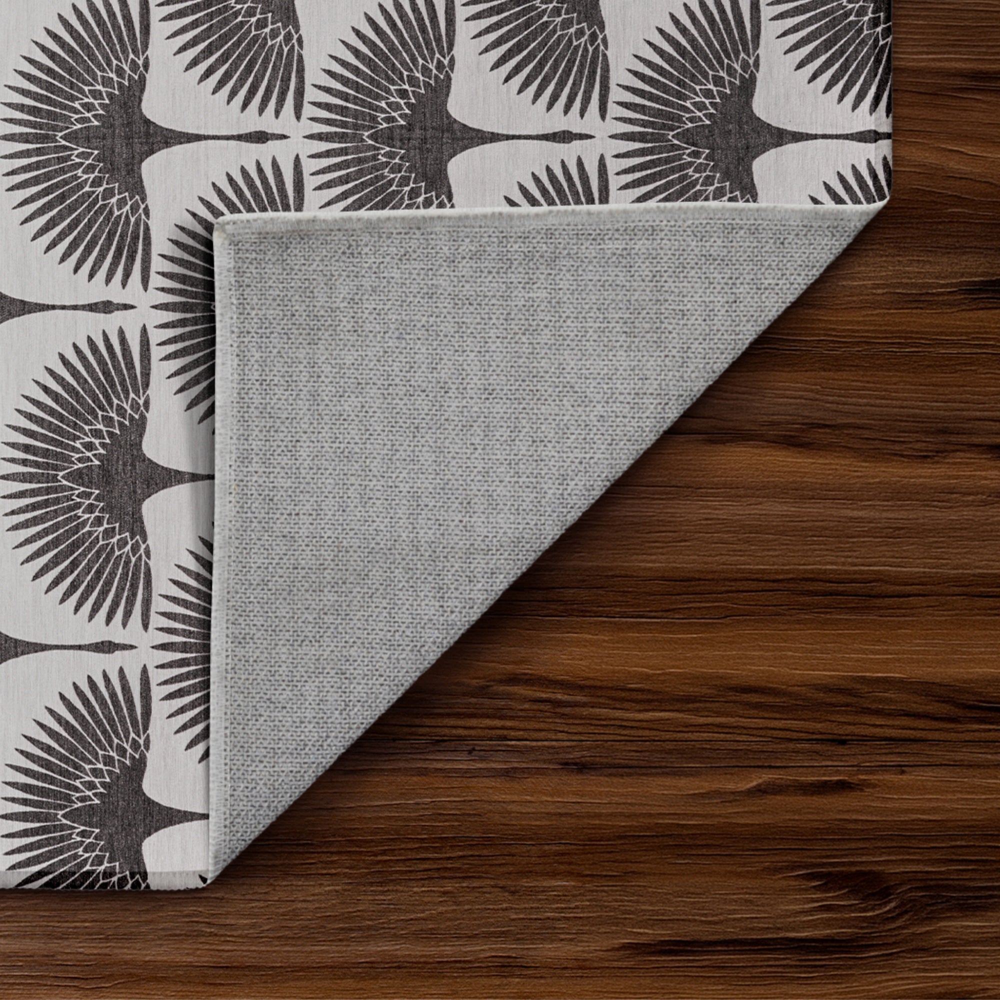Flock Kettle Black Washable Rug