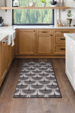 Flock Kettle Black Washable Rug