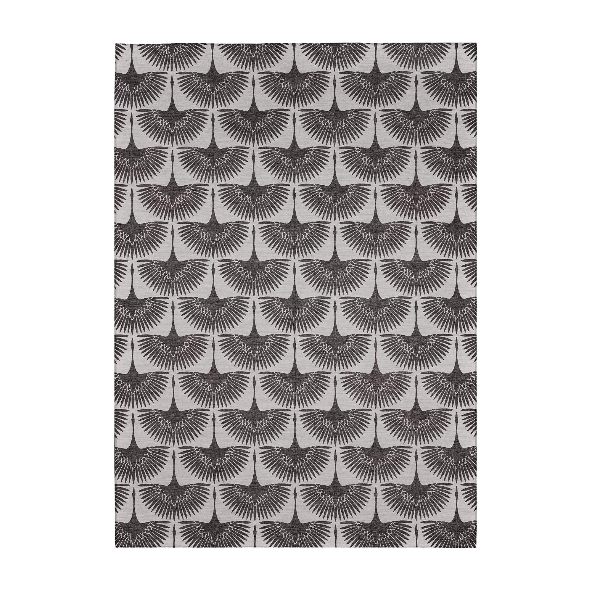 Flock Kettle Black Washable Rug