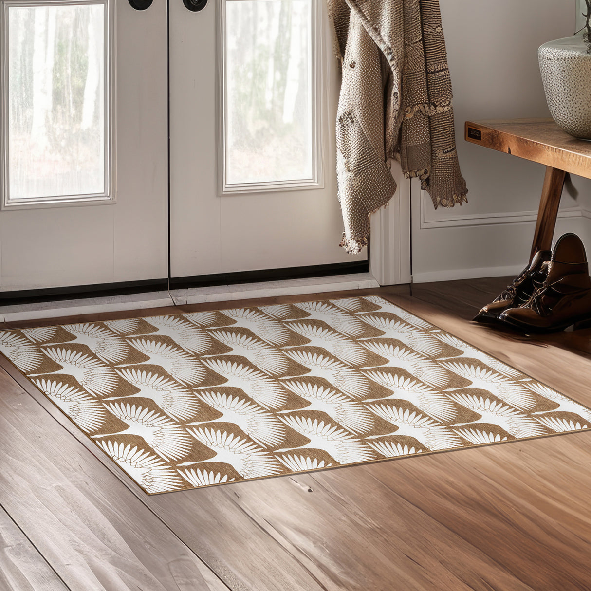 Flock Camel Washable Rug