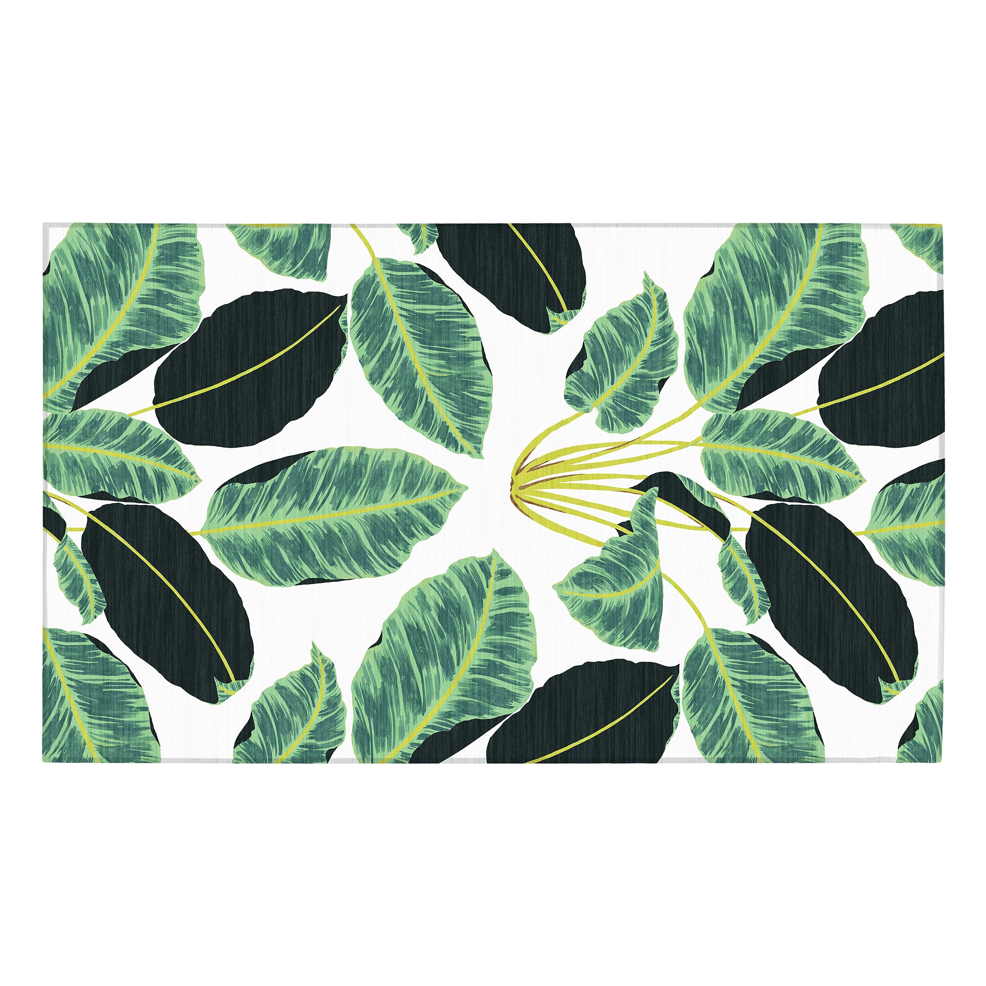 Hojas Rainforest Emerald Hallway Washable Rug