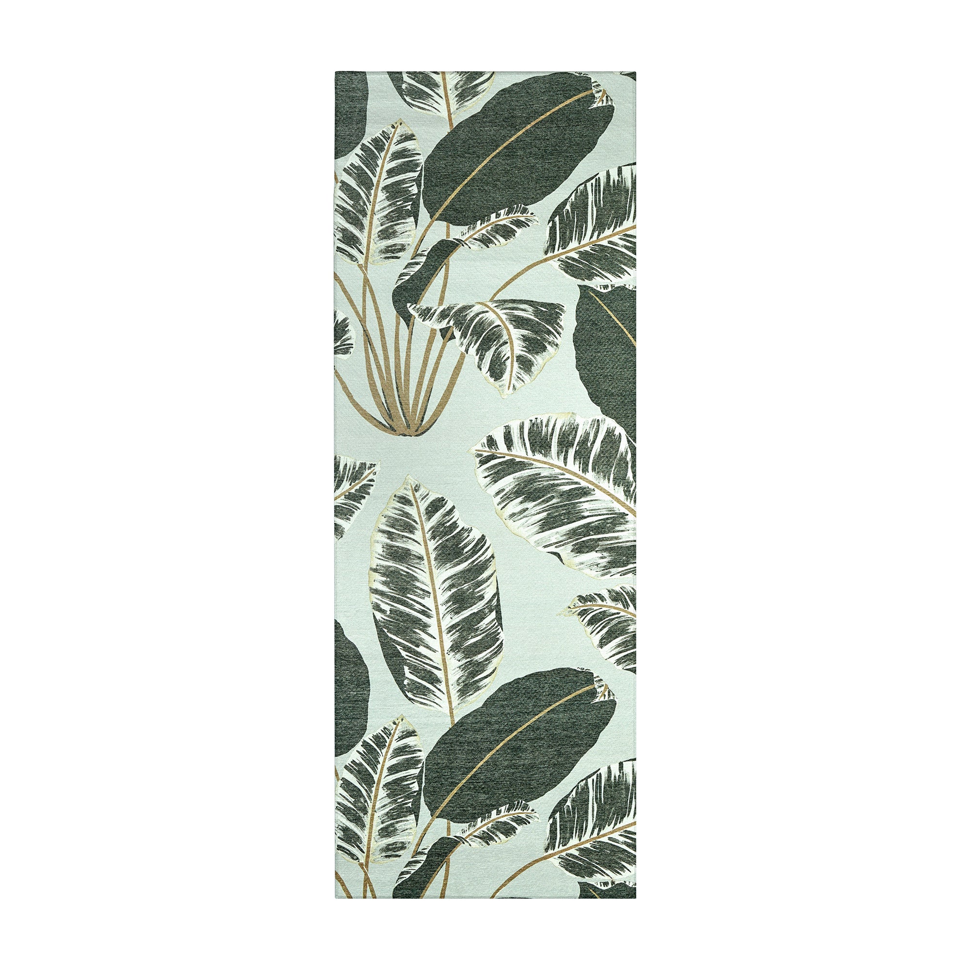 Hojas Cubanas Mint Dining Room Washable Rug