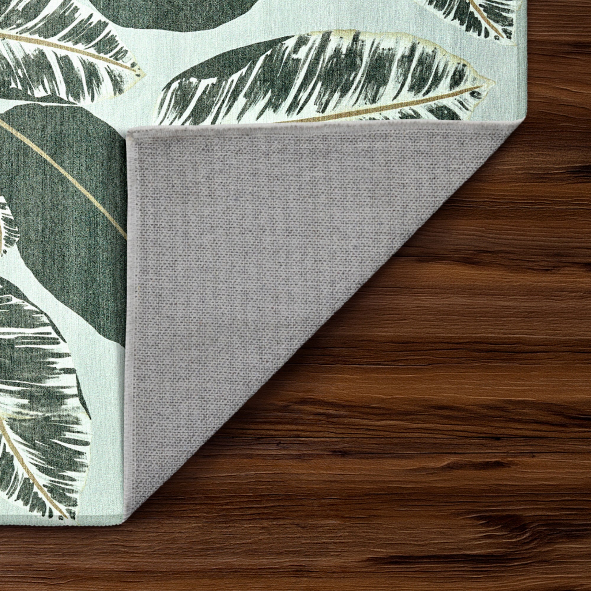 Hojas Cubanas Mint Dining Room Washable Rug