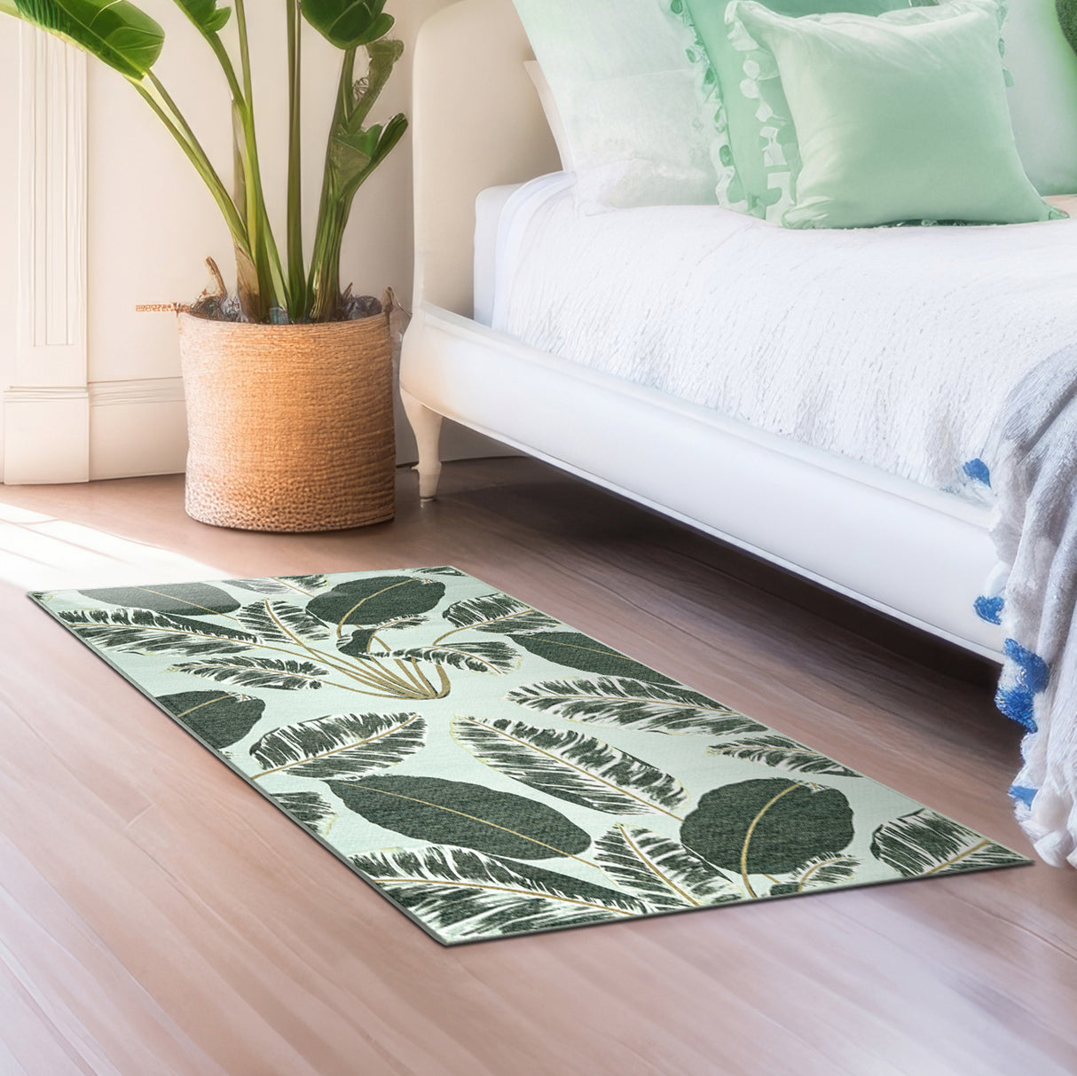 Hojas Cubanas Mint Washable Rug