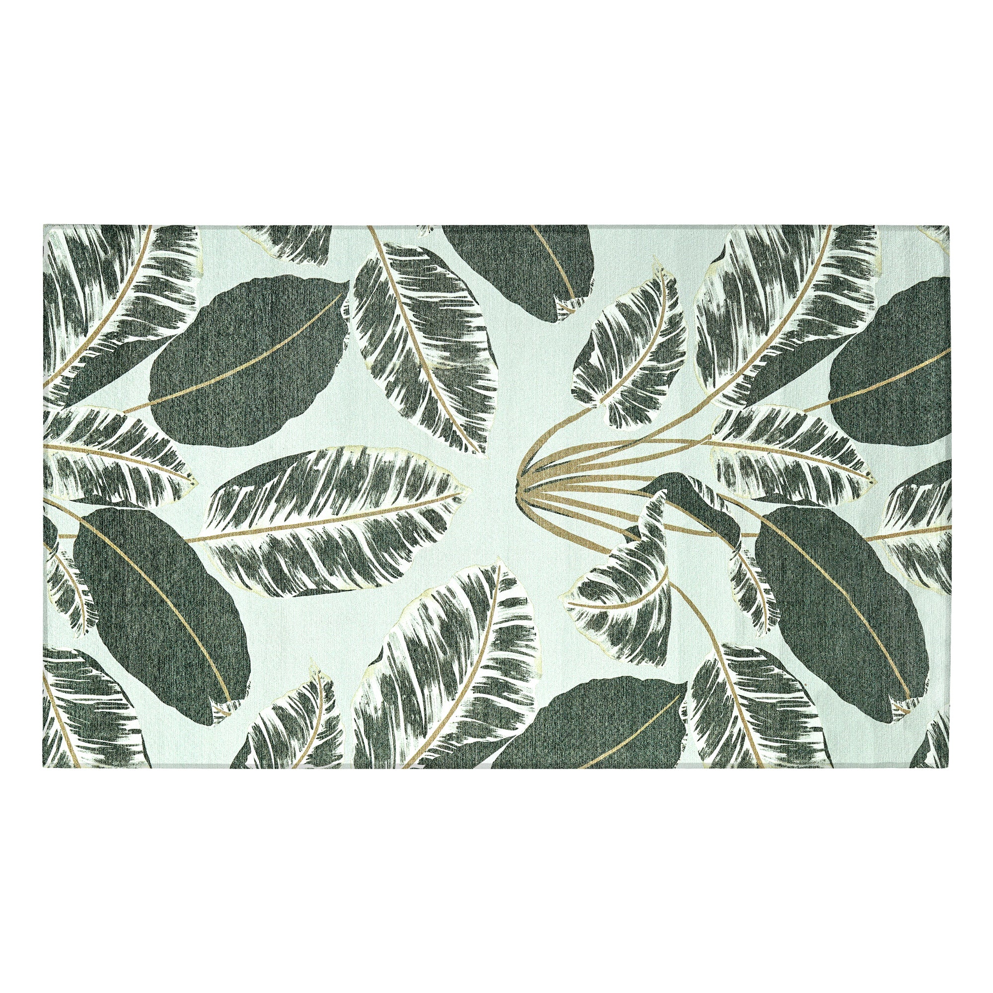 Hojas Cubanas Mint Bathroom Washable Rug