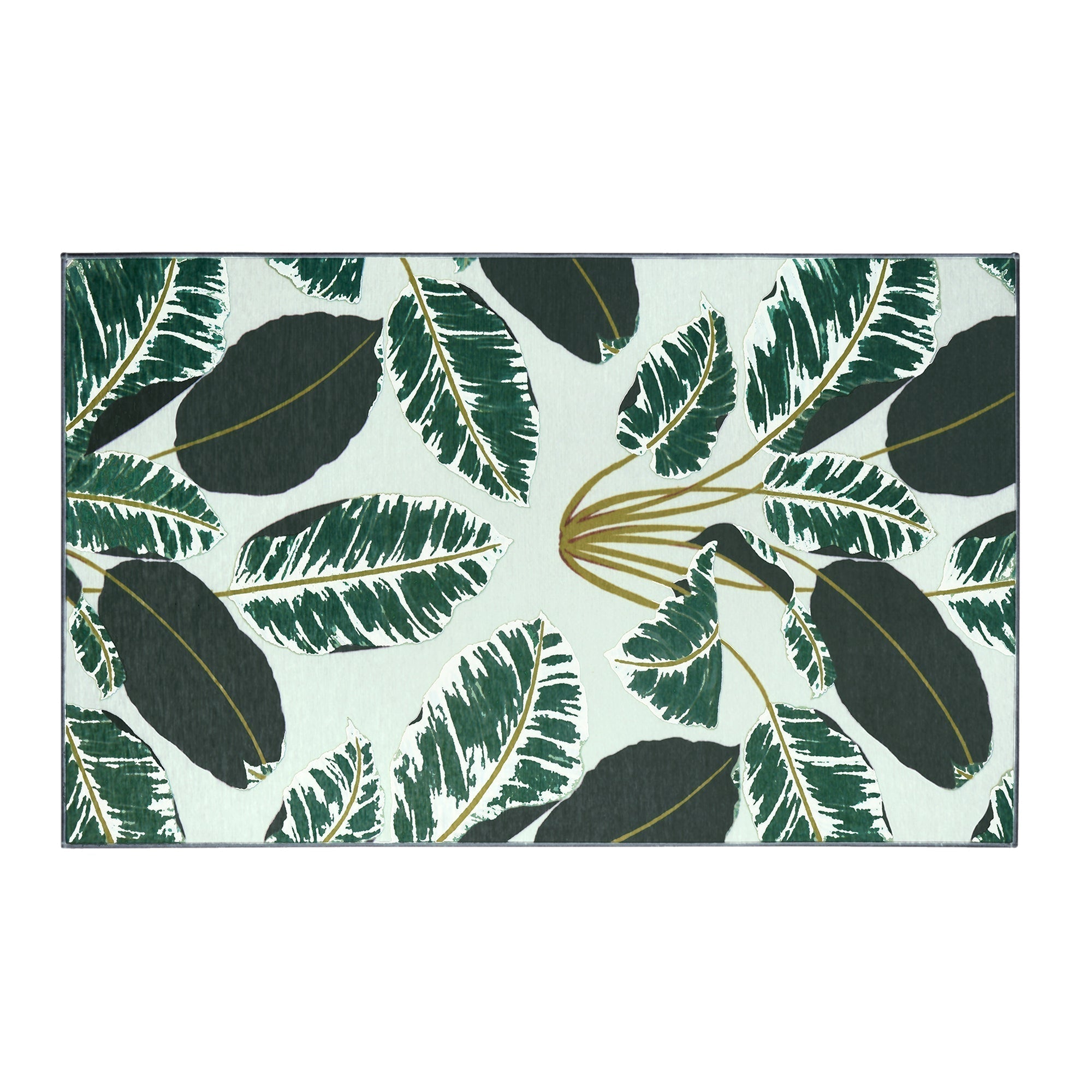 Hojas Cubanas Mint Bedroom Washble Rug