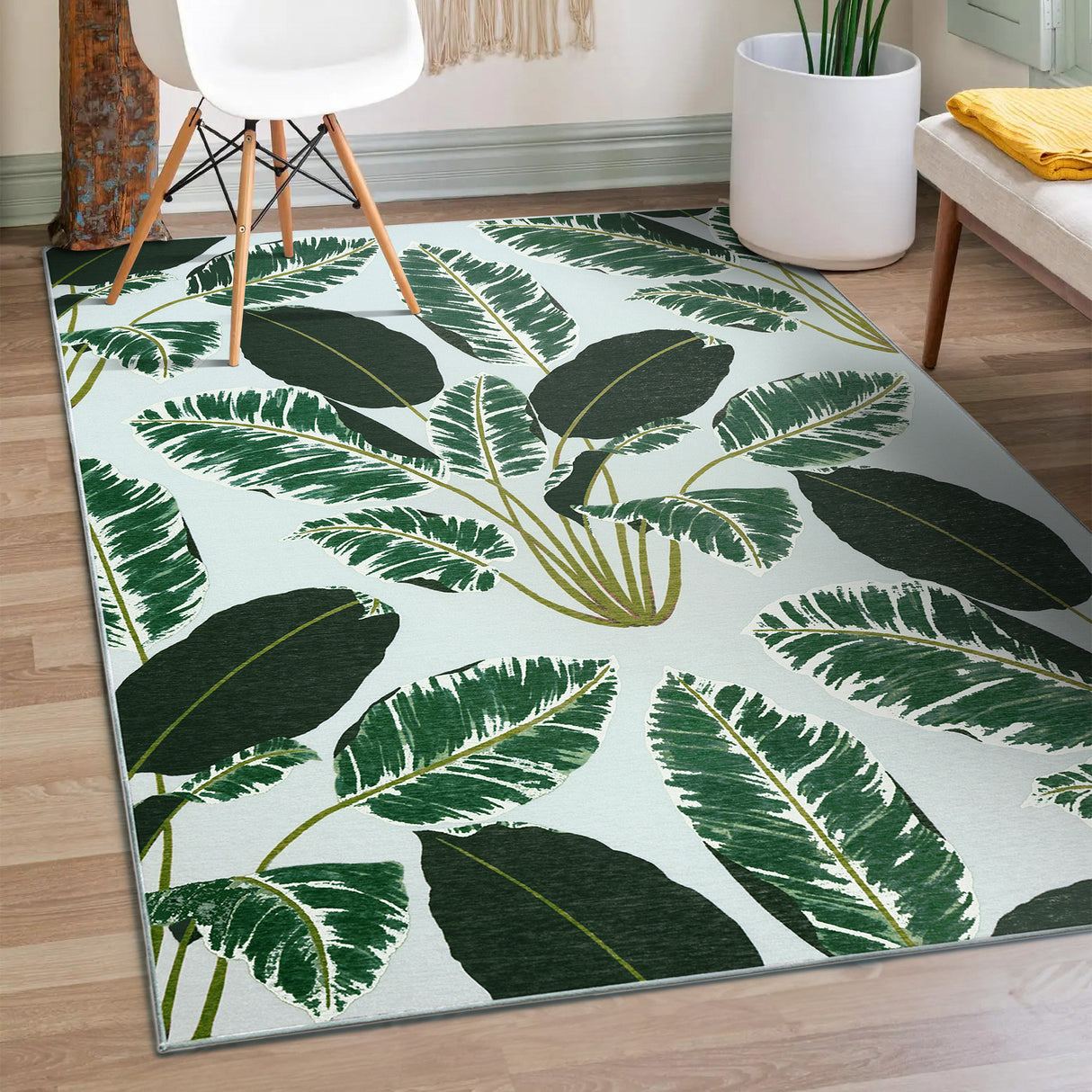 Hojas Cubanas Mint Washable Rug