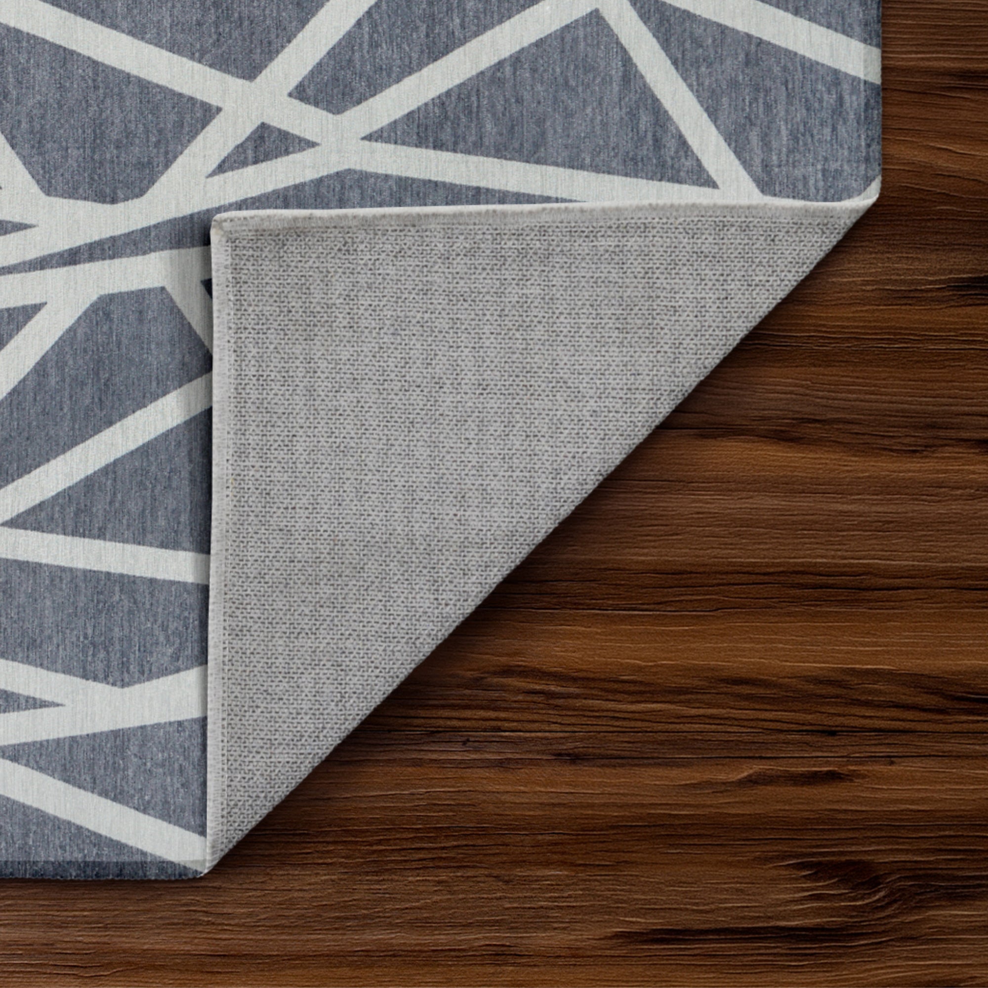 Intersections Slate Grey Dining Room Washable Rug