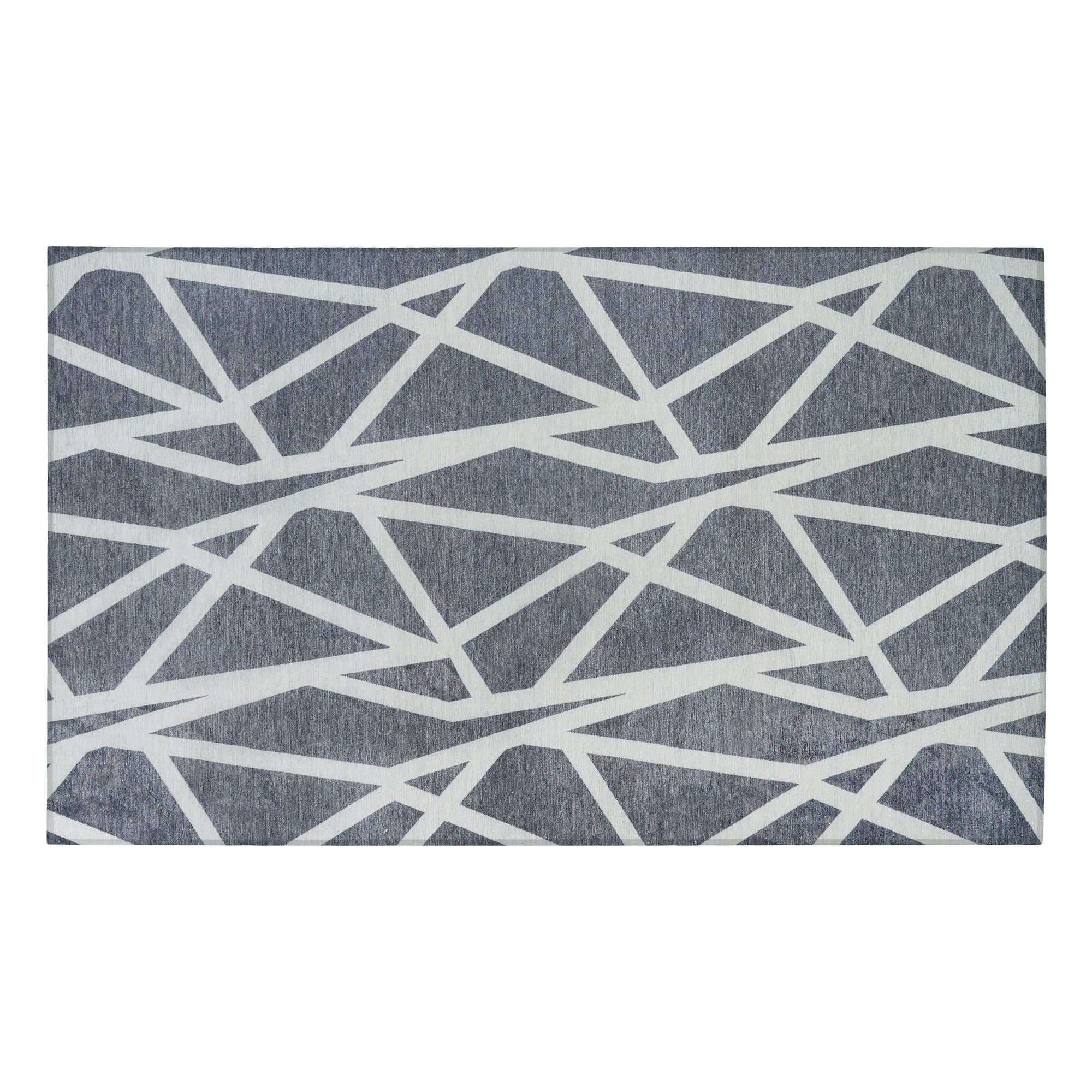Intersections Slate Grey Dining Room Washable Rug