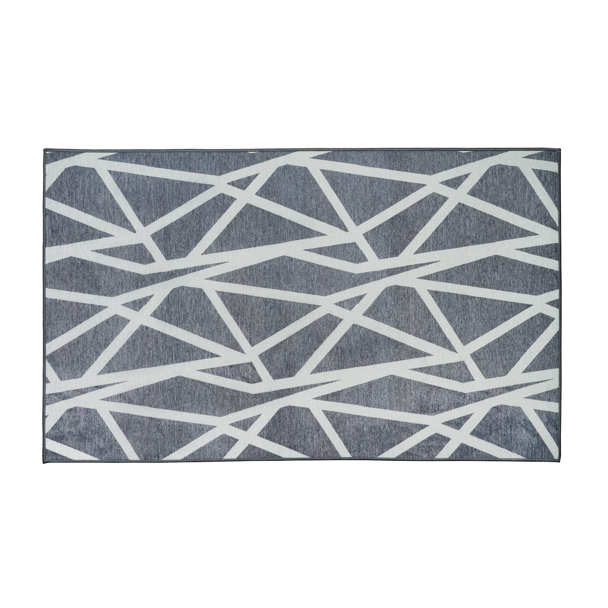 Intersections Slate Grey Bedroom Washble Rug