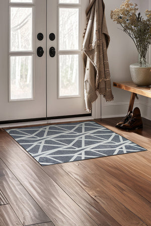 Intersections Slate Grey Washable Rug