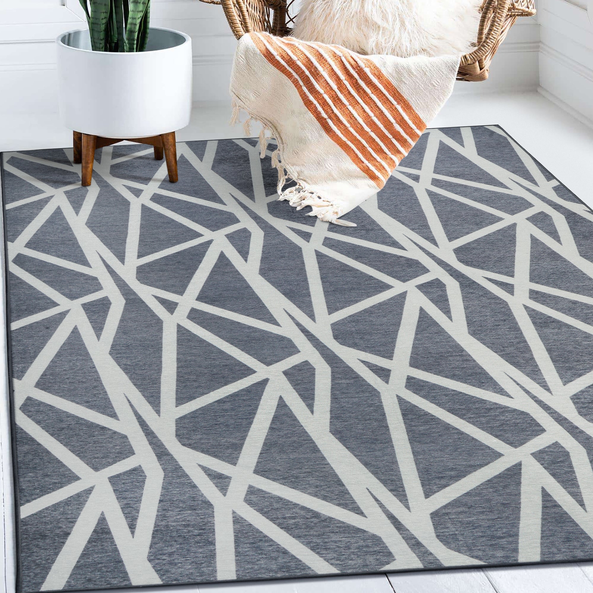 Intersections Slate Grey Washable Rug