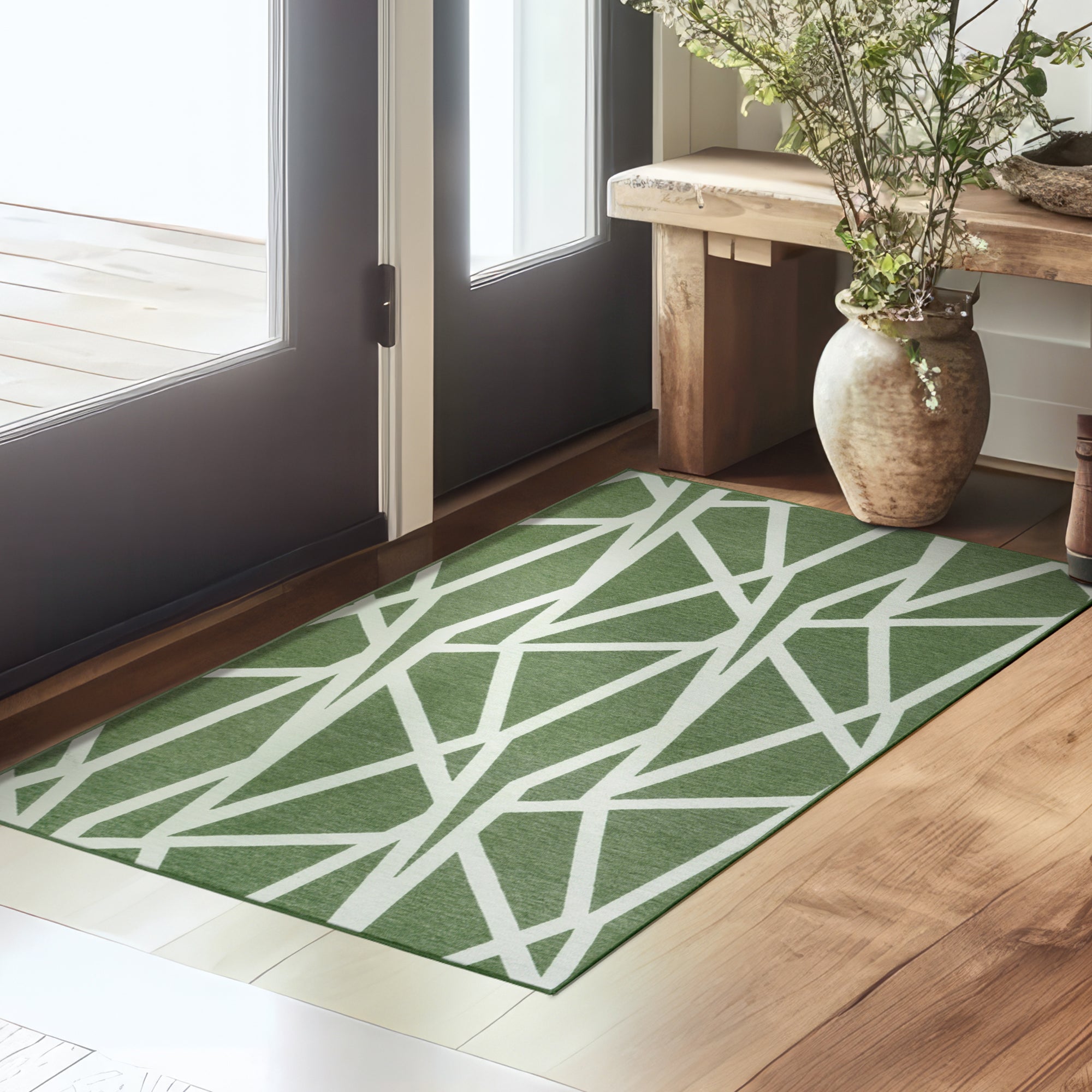 Intersections Juniper Green Washable Rug