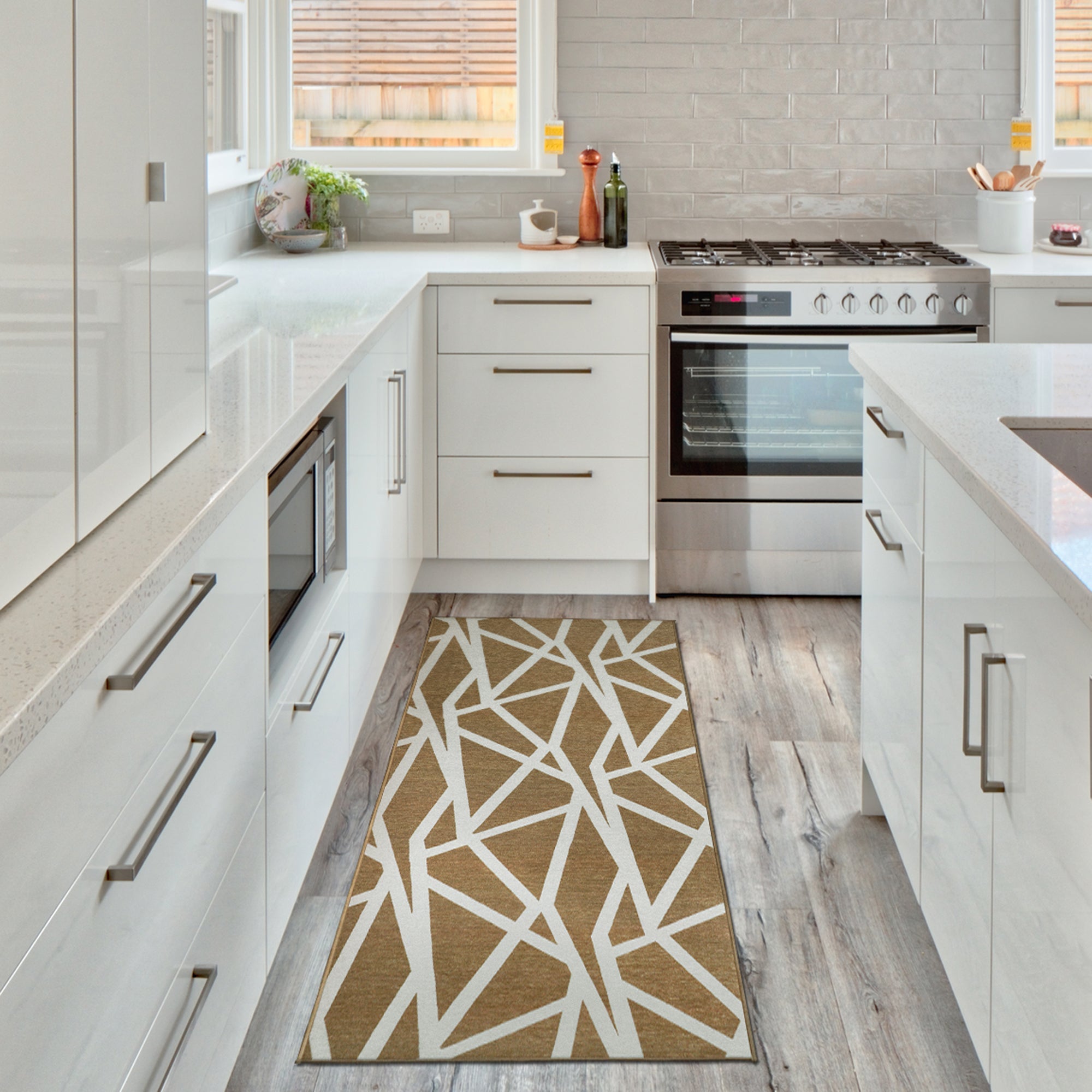 Intersections Camel Kitchen Washable Rug