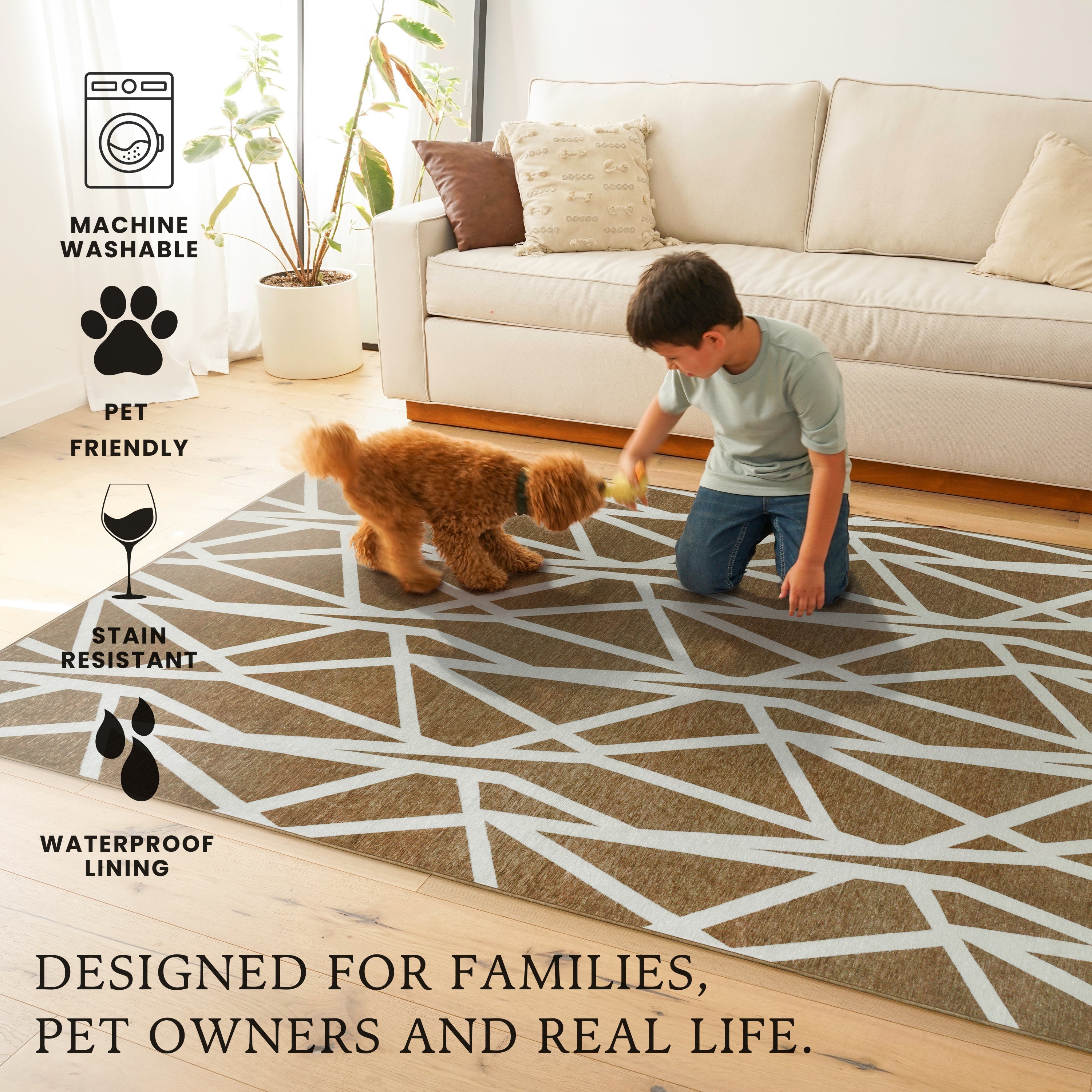 Intersections Camel Washable Rug