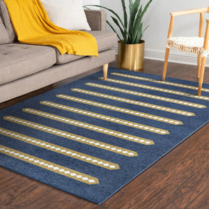 Dash And Dot Indigo Camel Washable Rug