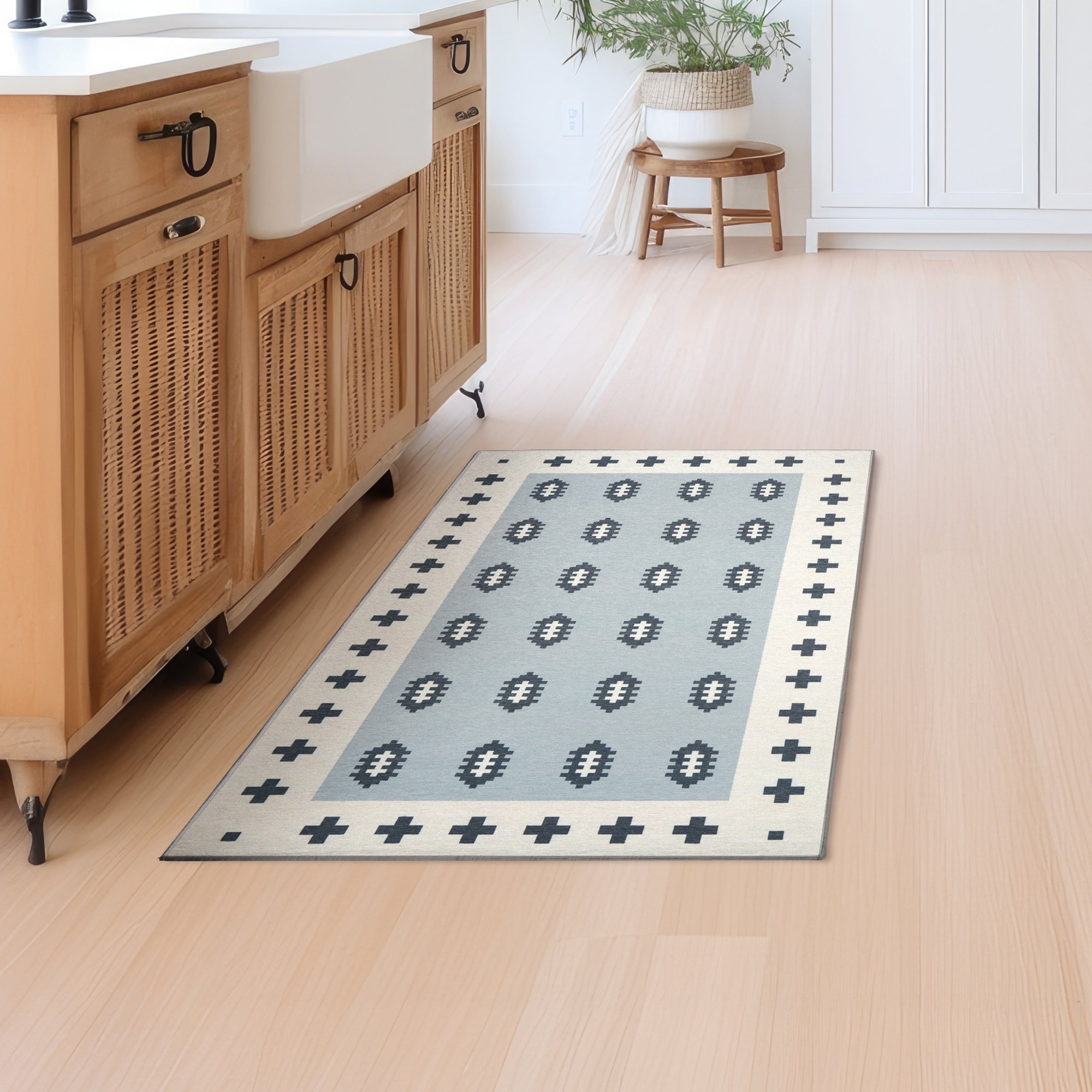 Nordic Weave Cool Grey Kitchen Washable Rug