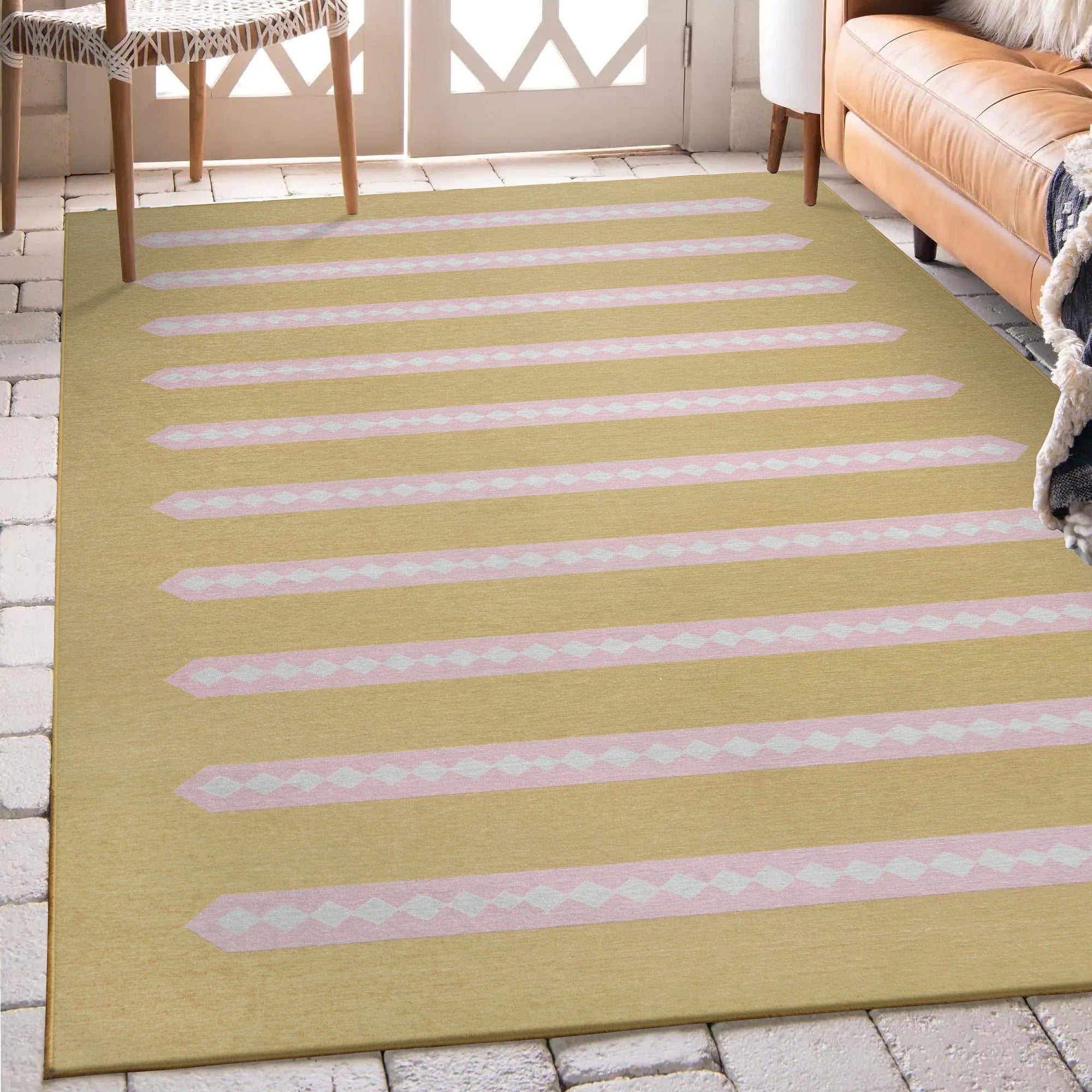 Dash And Dot Honey Beige Washable Rug