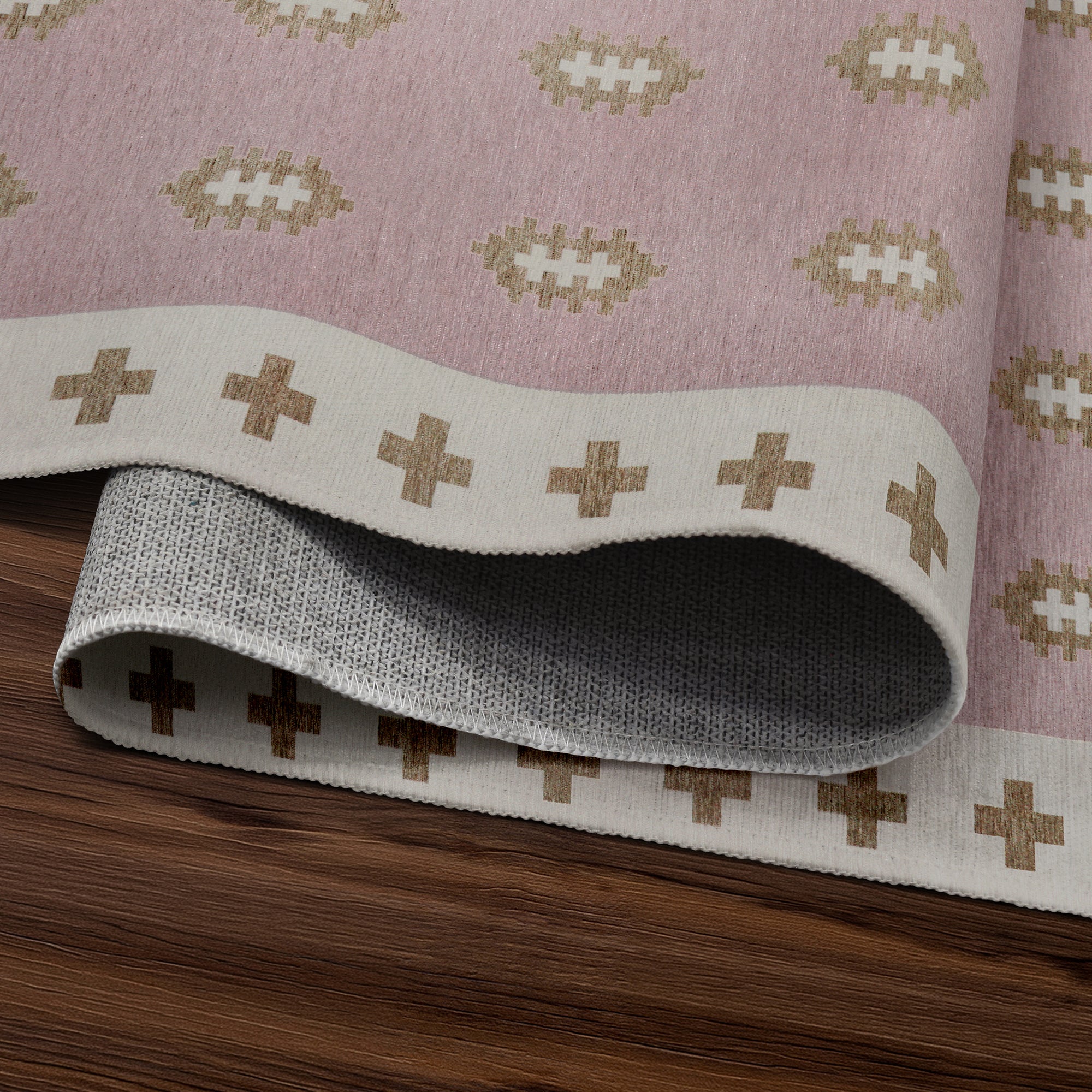 Nordic Weave Petal Pink Washable Rug