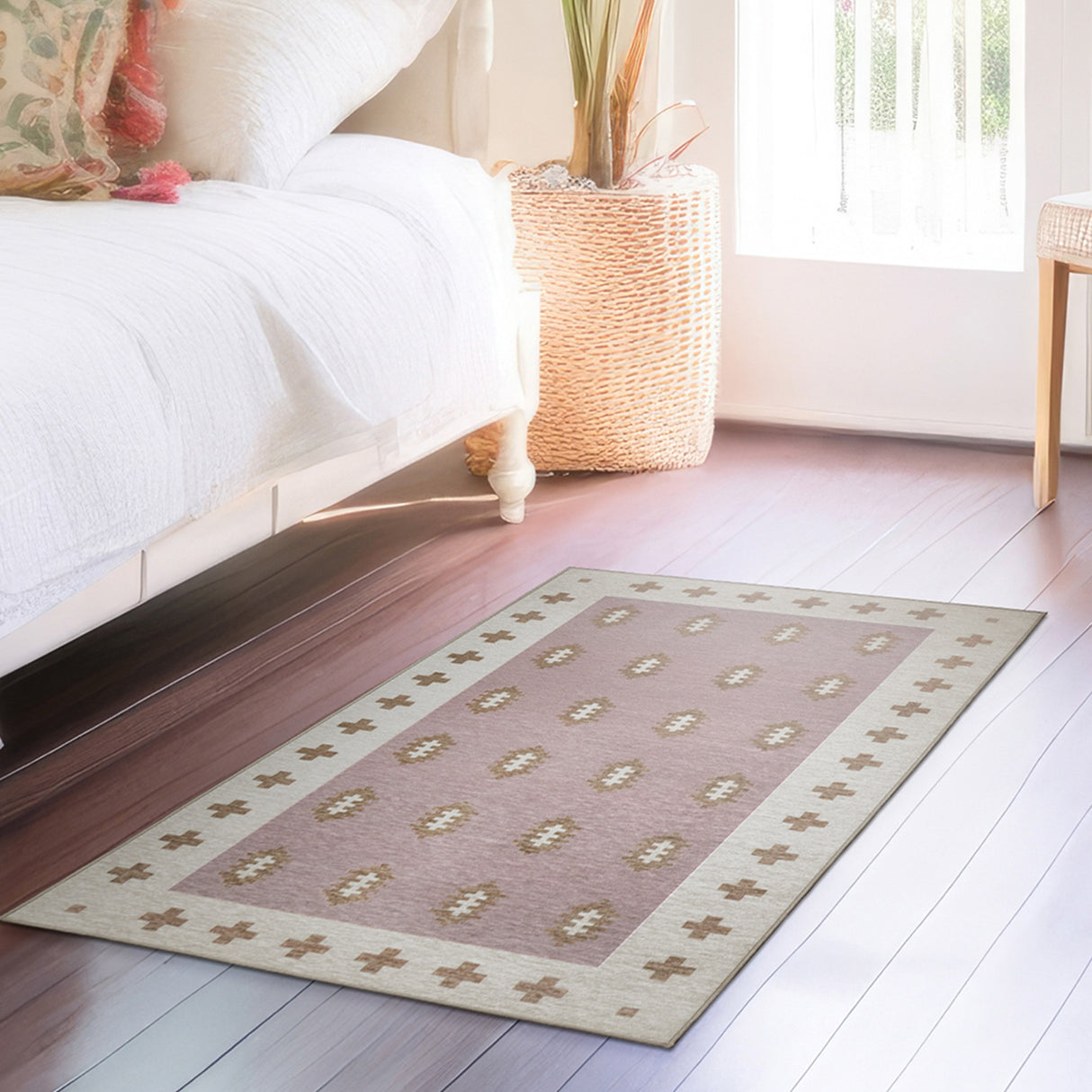 Nordic Weave Petal Pink Washable Rug