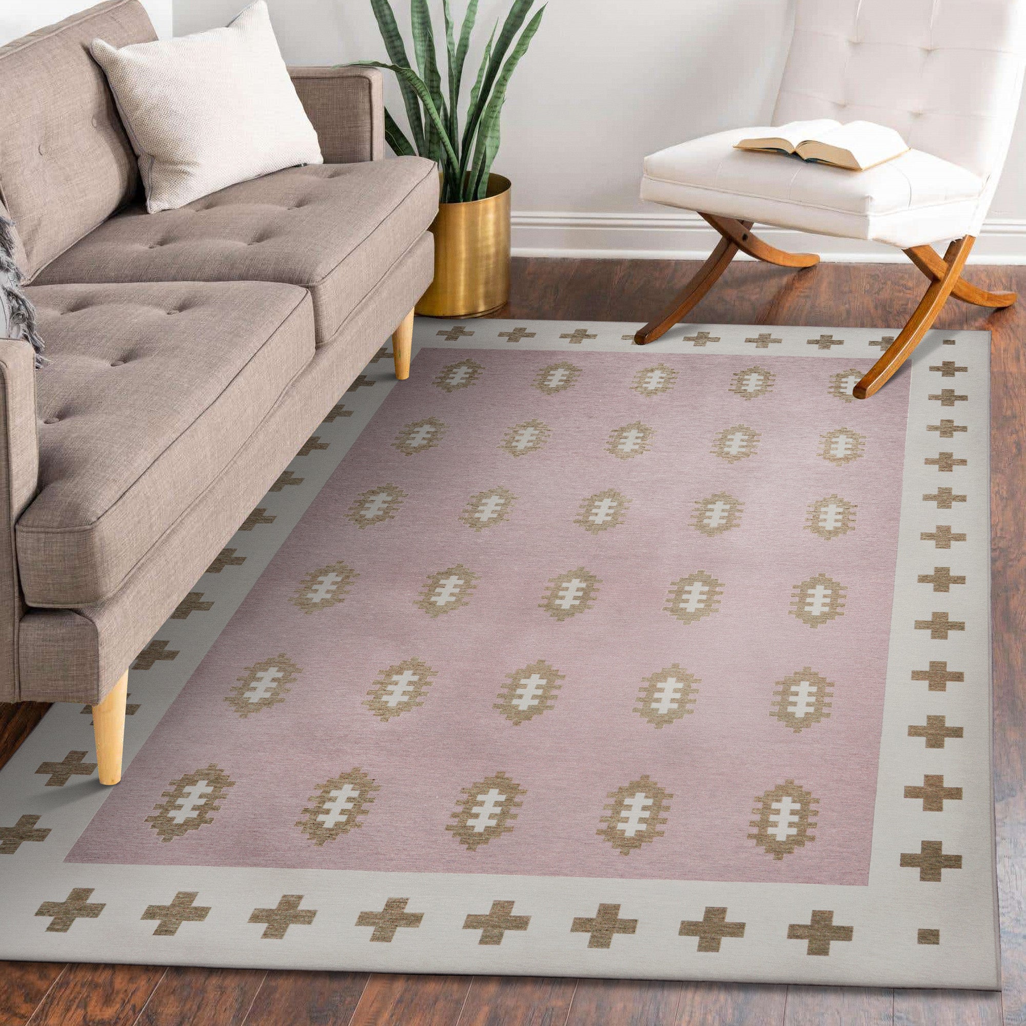 Nordic Weave Petal Pink Washable Rug