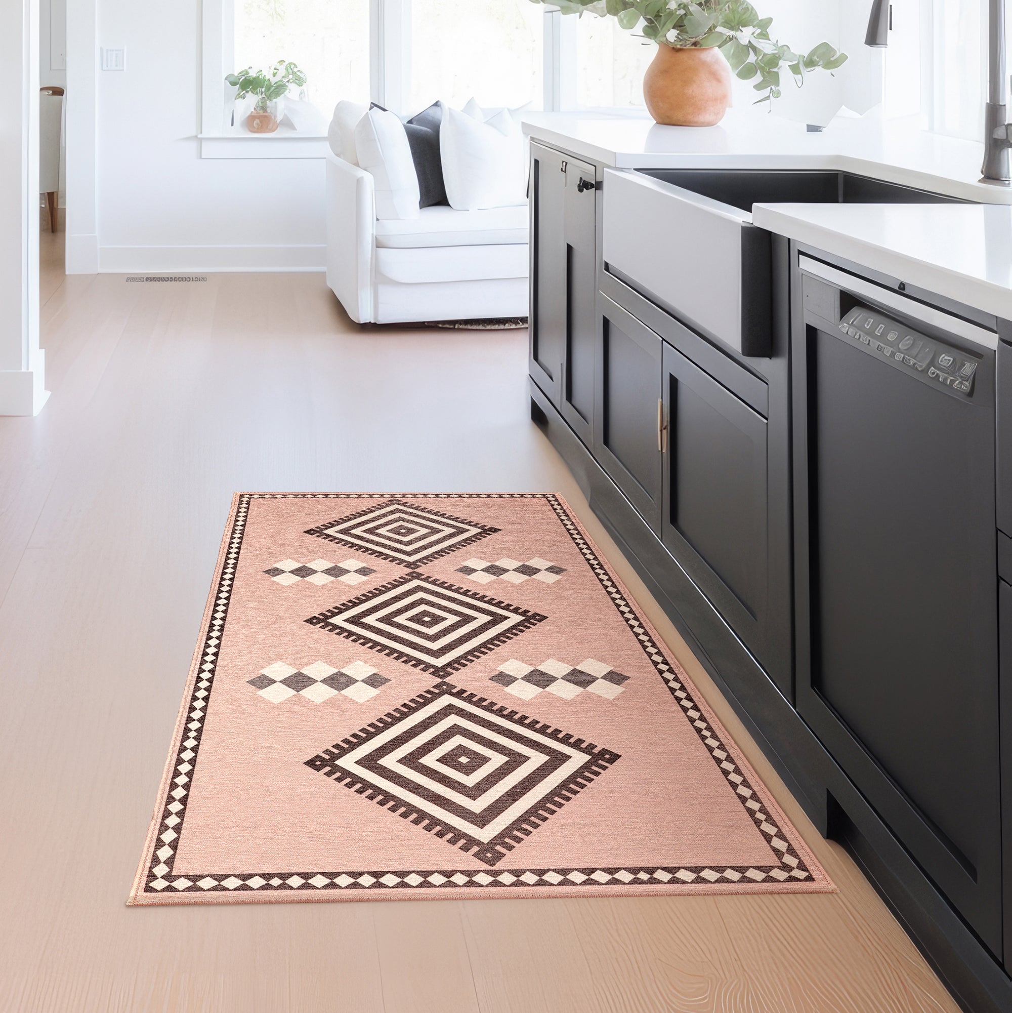 Kilim Kiki Petal Pink Kitchen Washable Rug