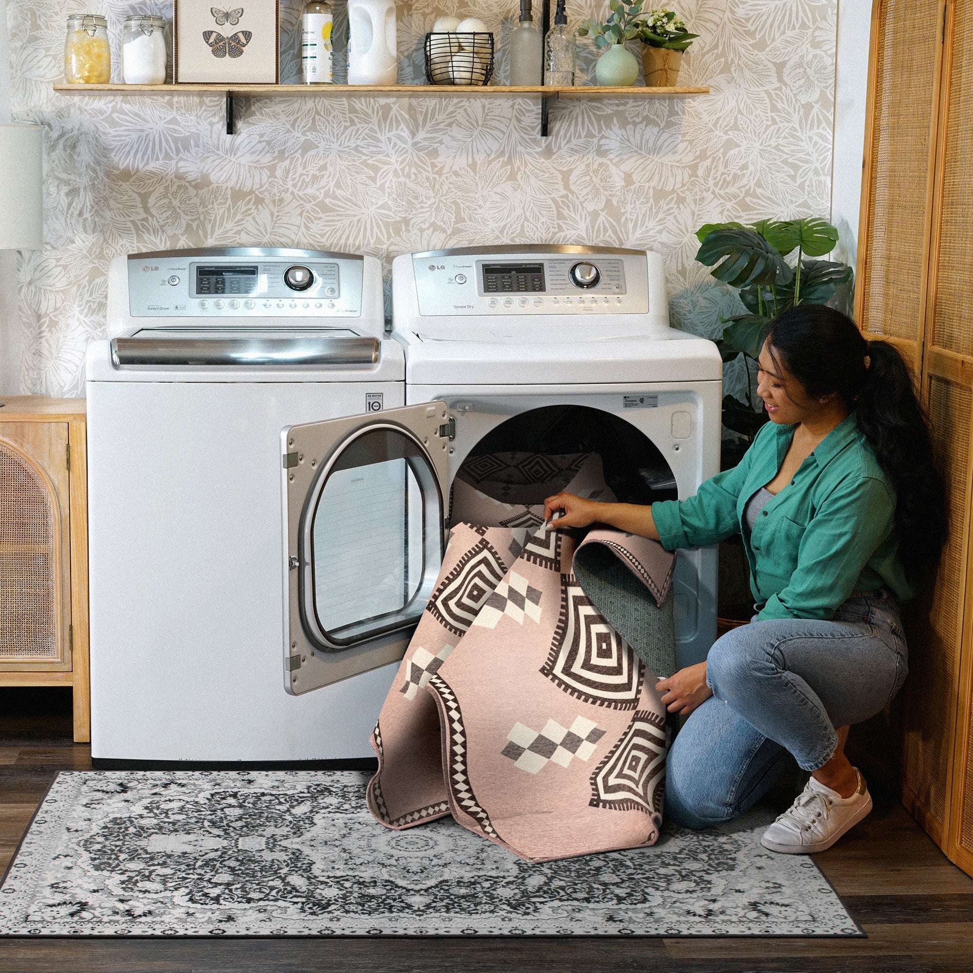 Kilim Kiki Petal Pink Kitchen Washable Rug