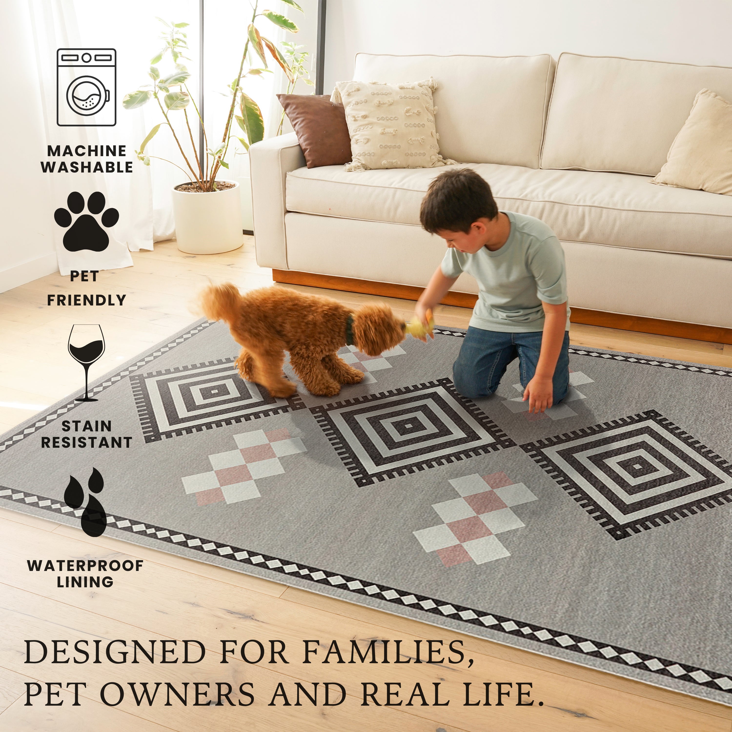 Kilim Kiki Mushroom Washable Rug