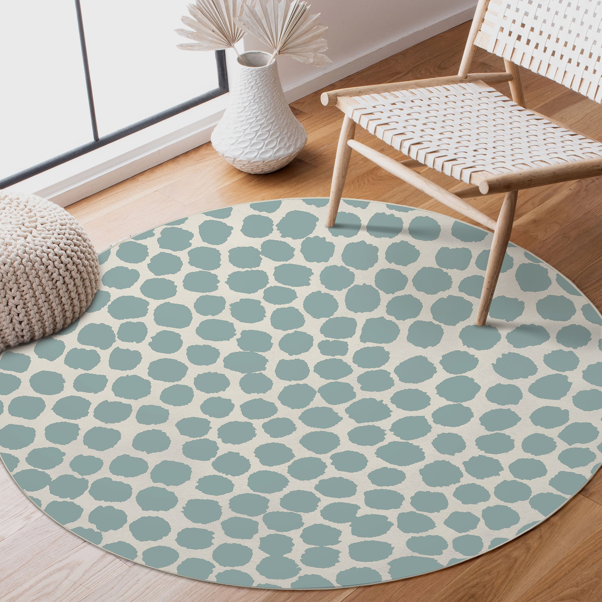 Puff Dotty Lake Blue Washable Rug