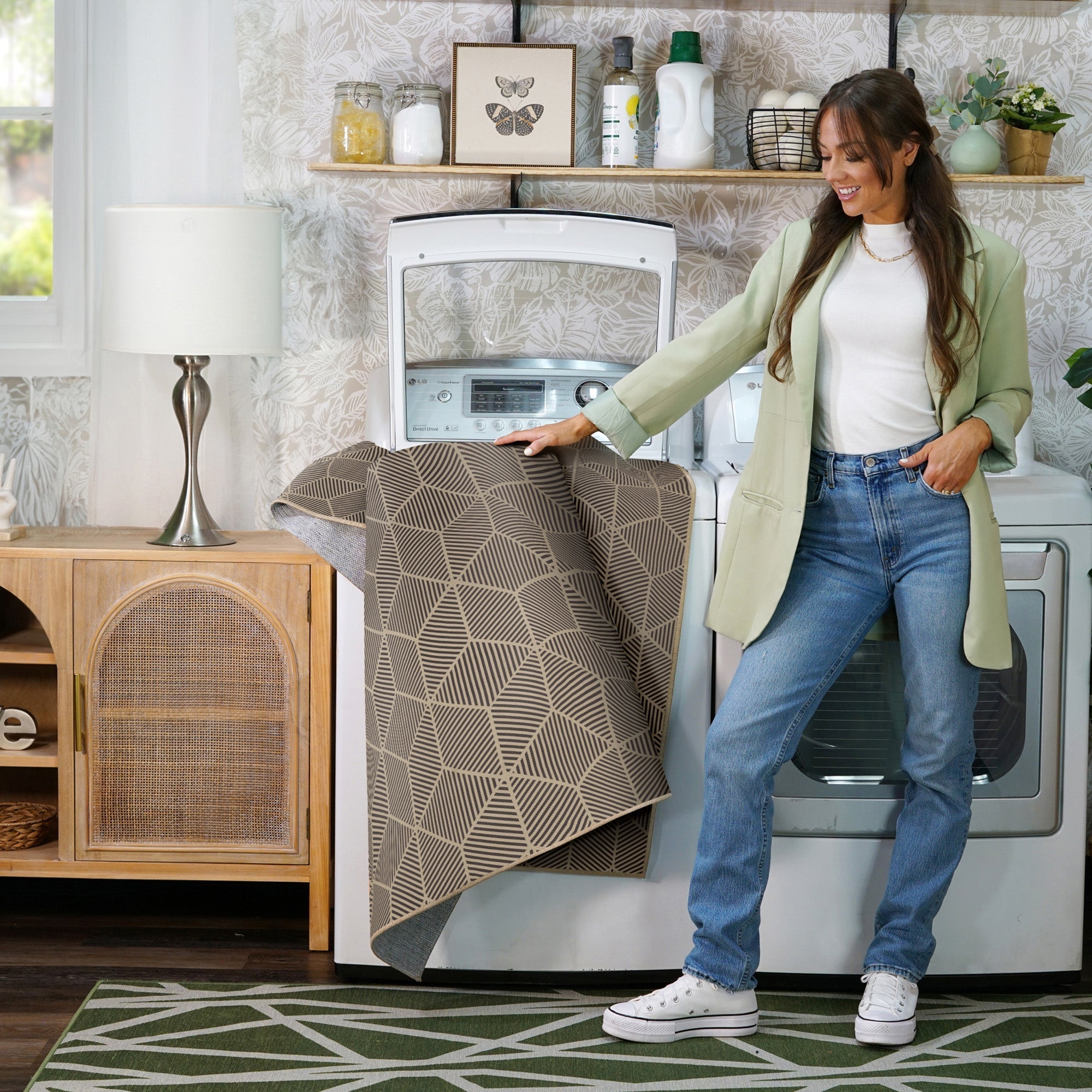 Jute Q-Bert Bedroom Washble Rug In Natural 5'x7'