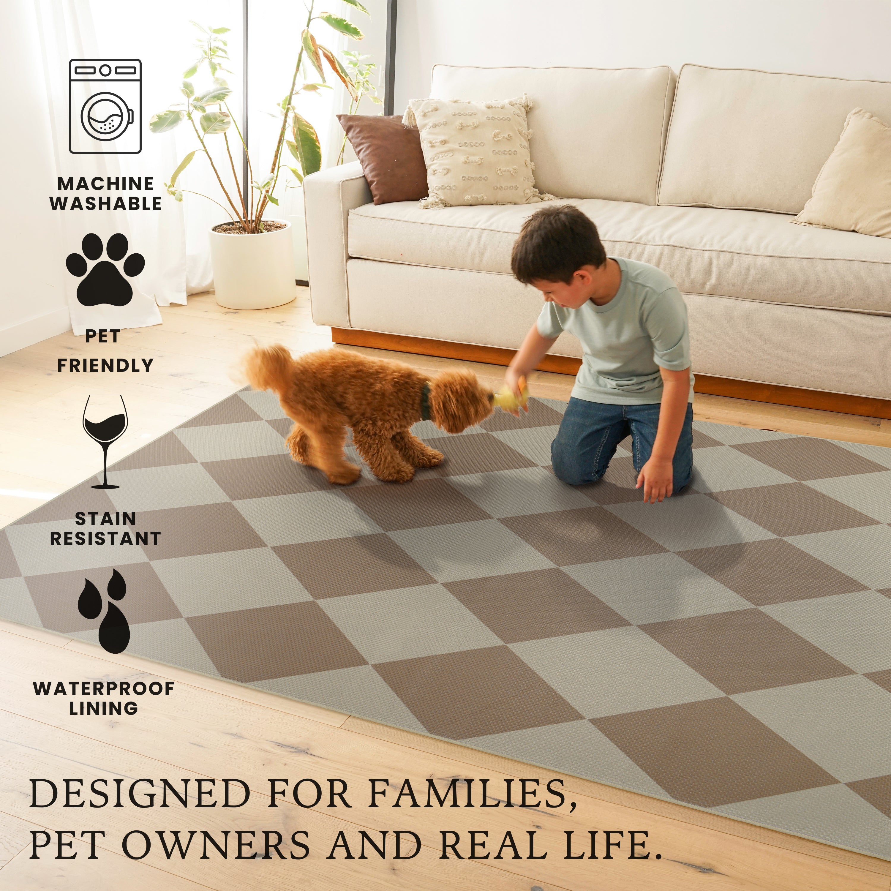 Jute Samara Diamond Natural Bedroom Washble Rug 5'x7'