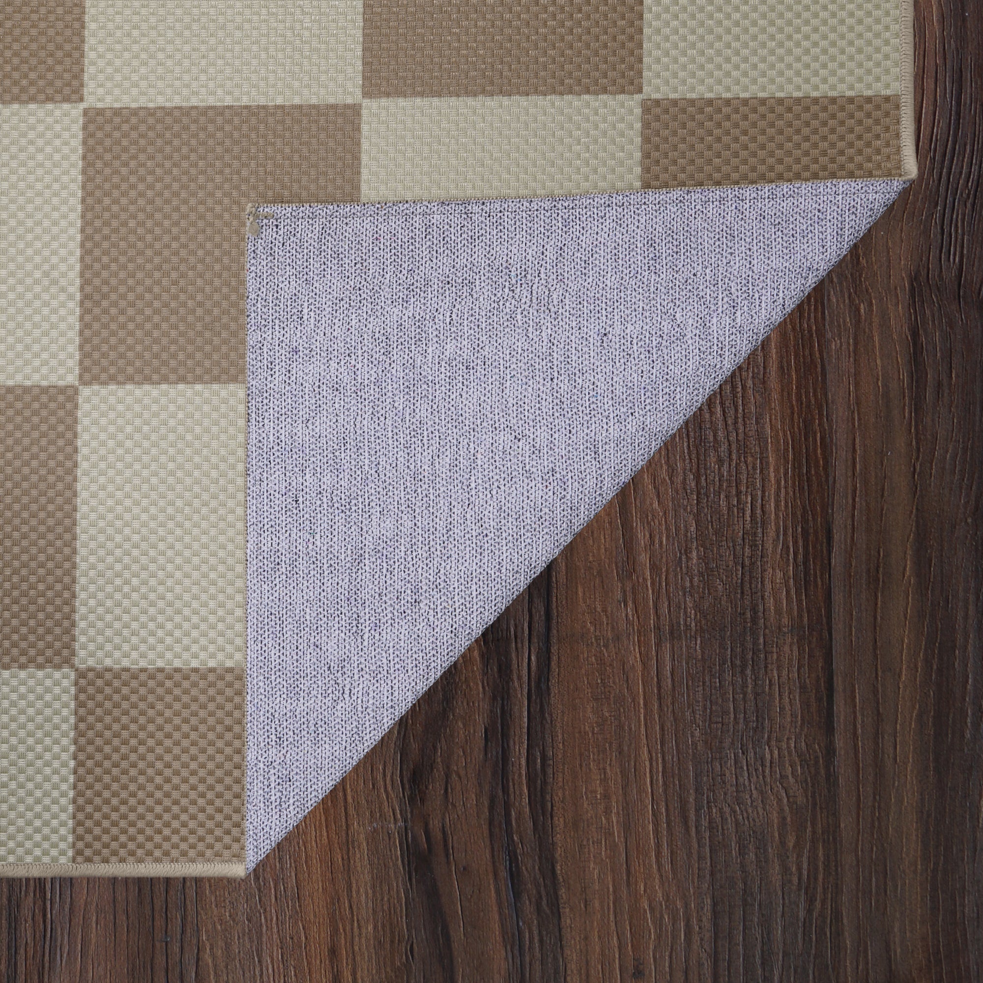 Jute Jaya Checkered Natural Bedroom Washble Rug 5'x7'