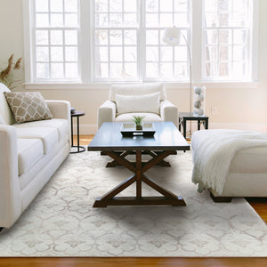 Leilani Damask Ivory Washable Rug