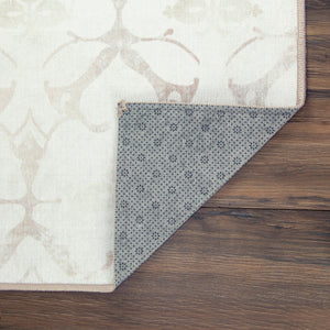 Leilani Damask Ivory Washable Rug