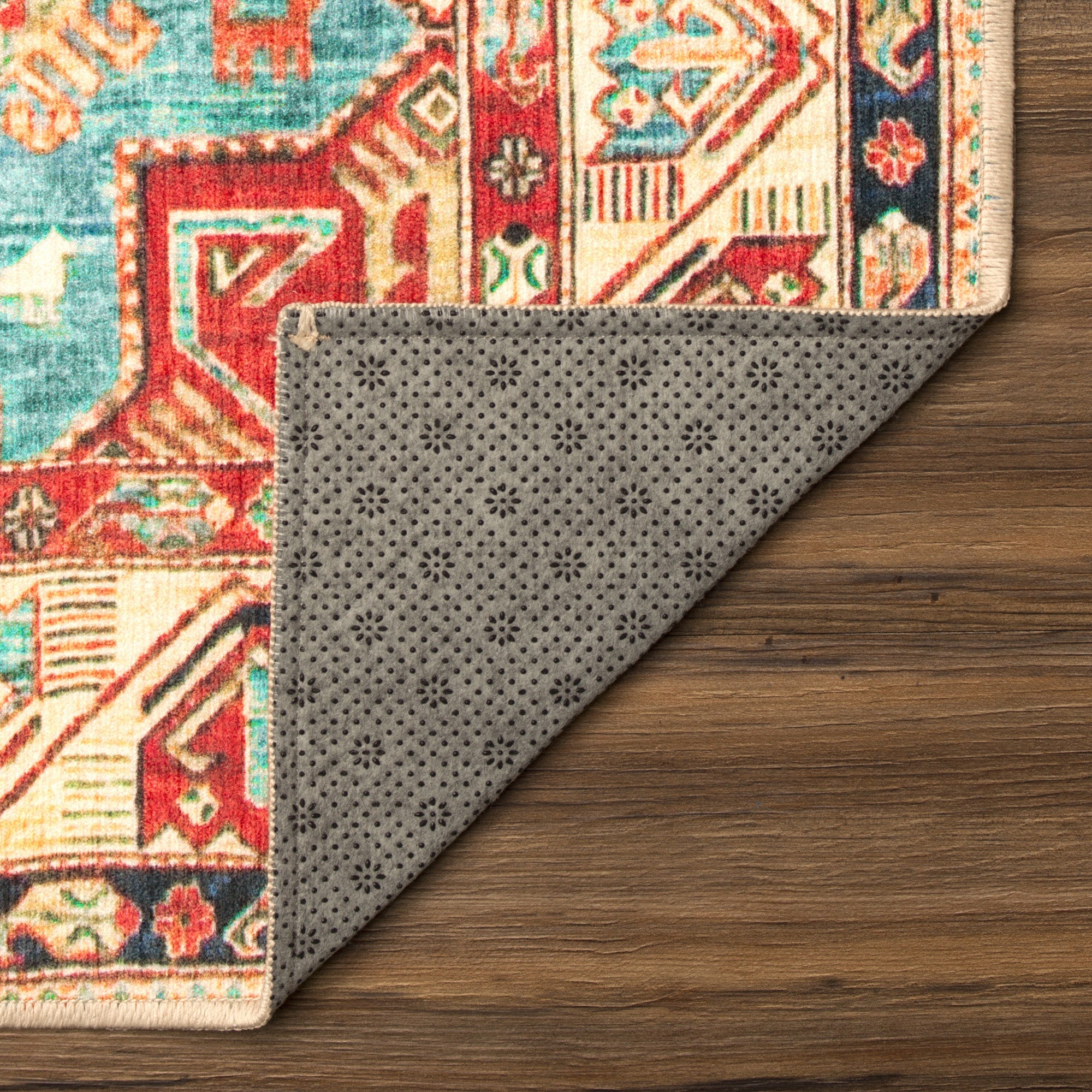 Ottoman Turquoise Bedroom Washble Rug